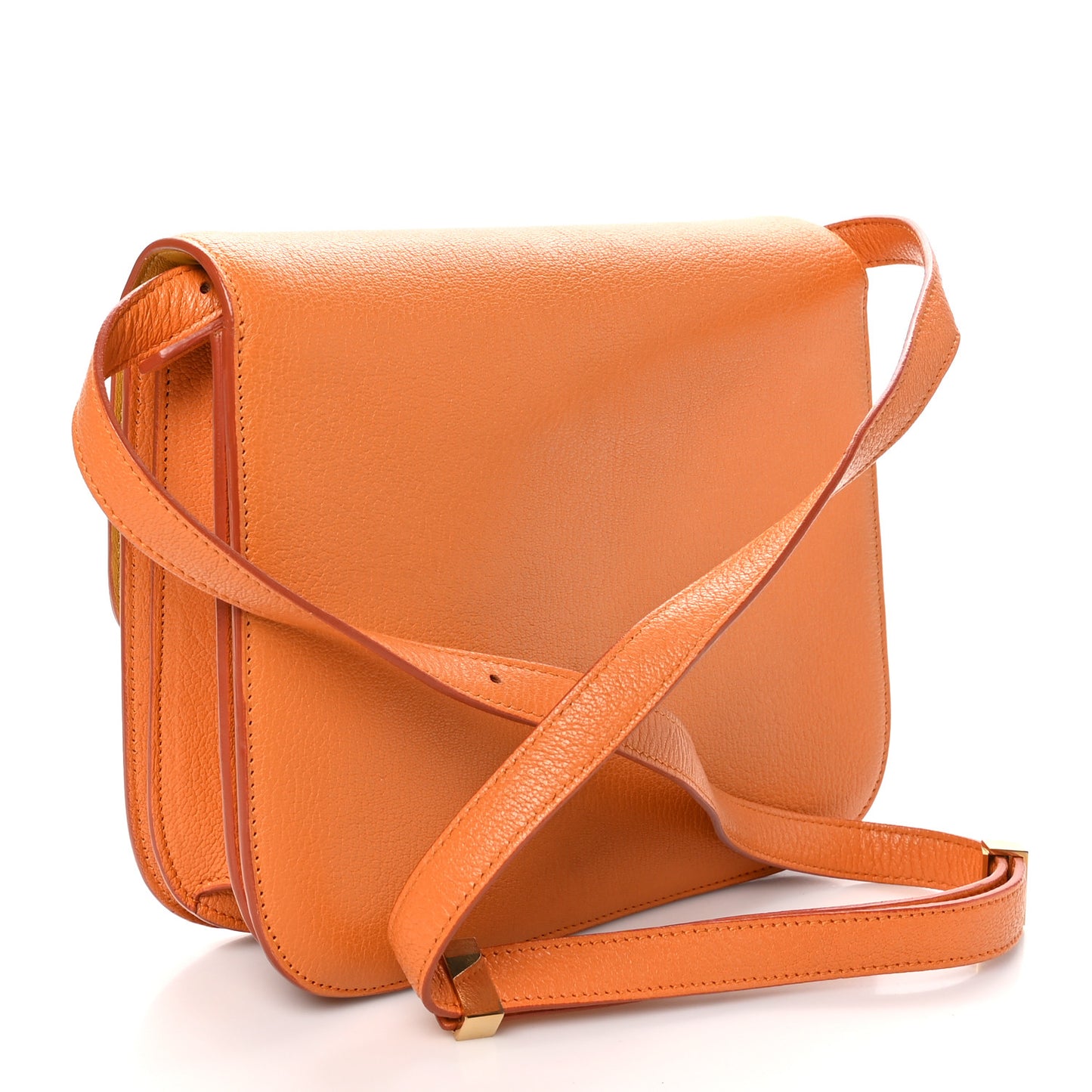 Goatskin Medium Classic Box Flap Bag Orange
