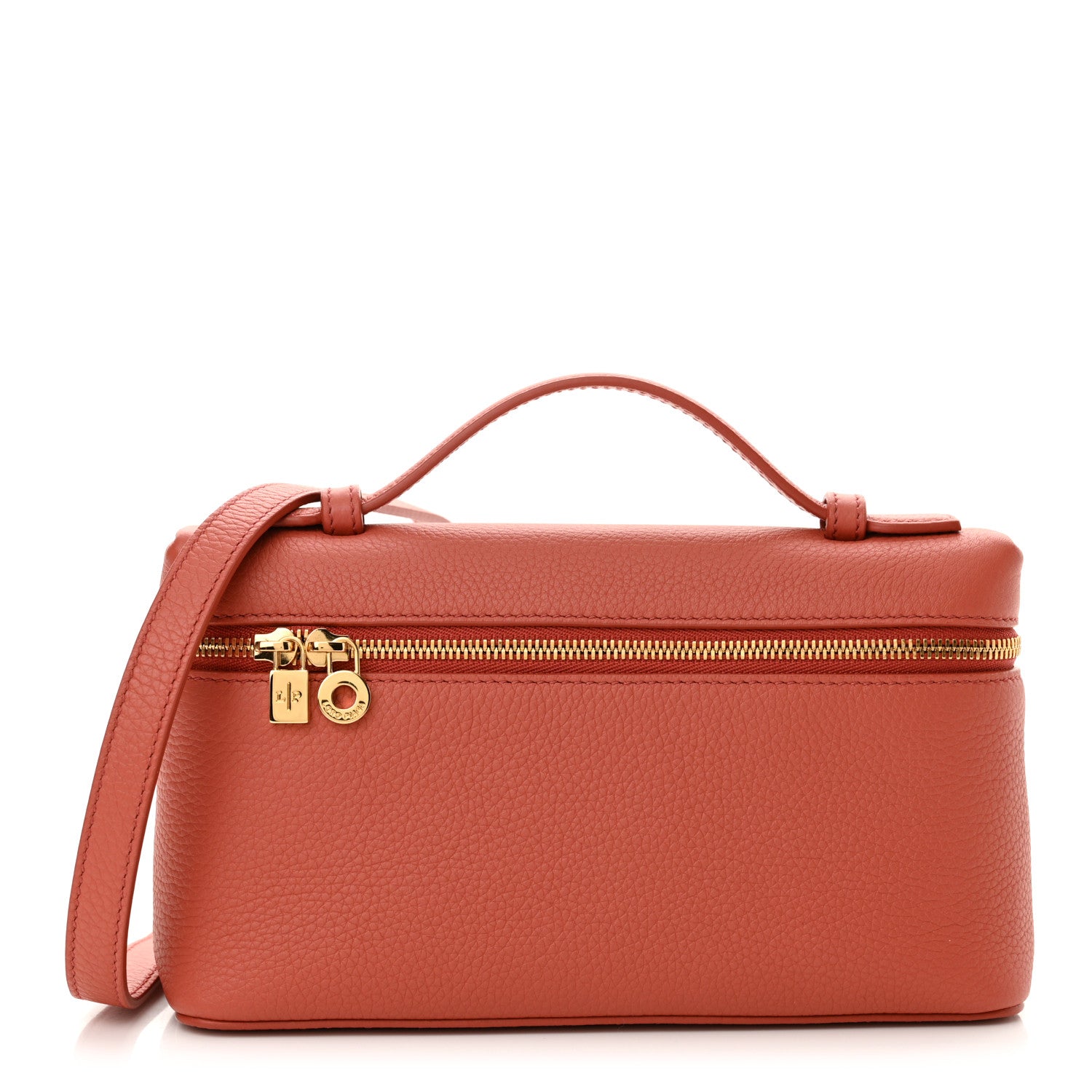 Loro Piana Grained Calfskin L19 Extra Pocket Pouch Coral Fiction