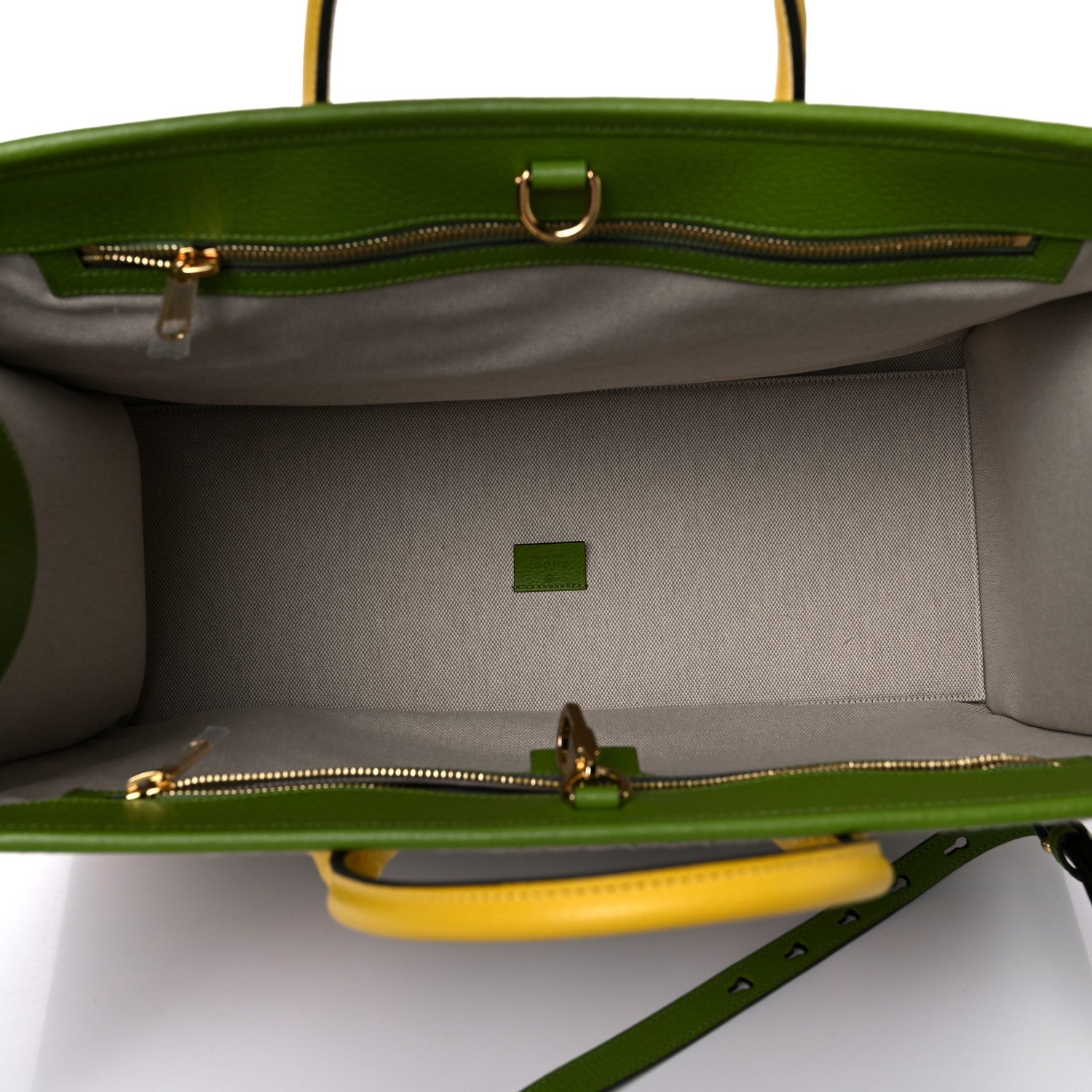 Gucci Fabric Embroidered Square G Forte Dei Marmi Striped Tote Bag Green Yellow 5 of 13