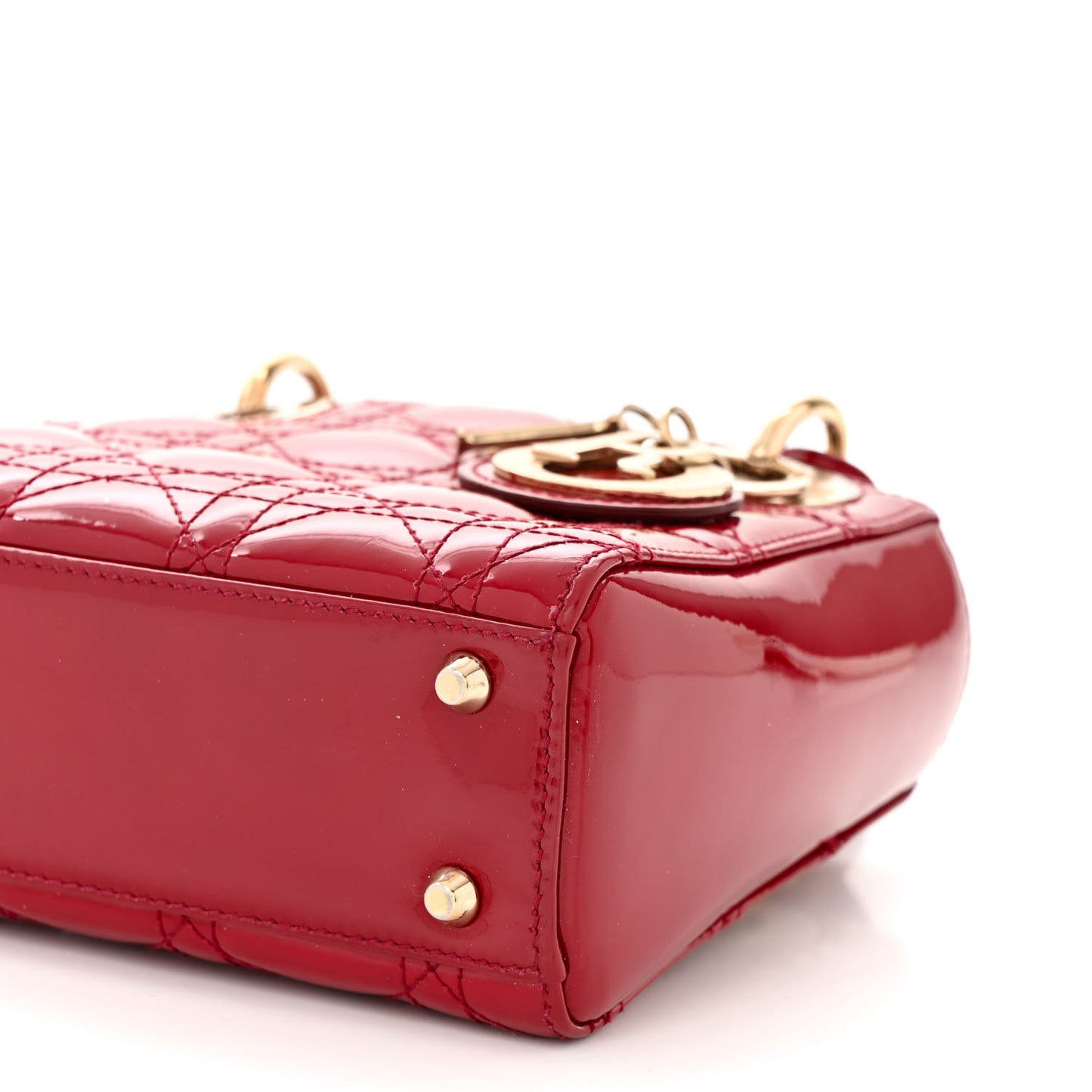 Patent Cannage Mini Lady Dior Red