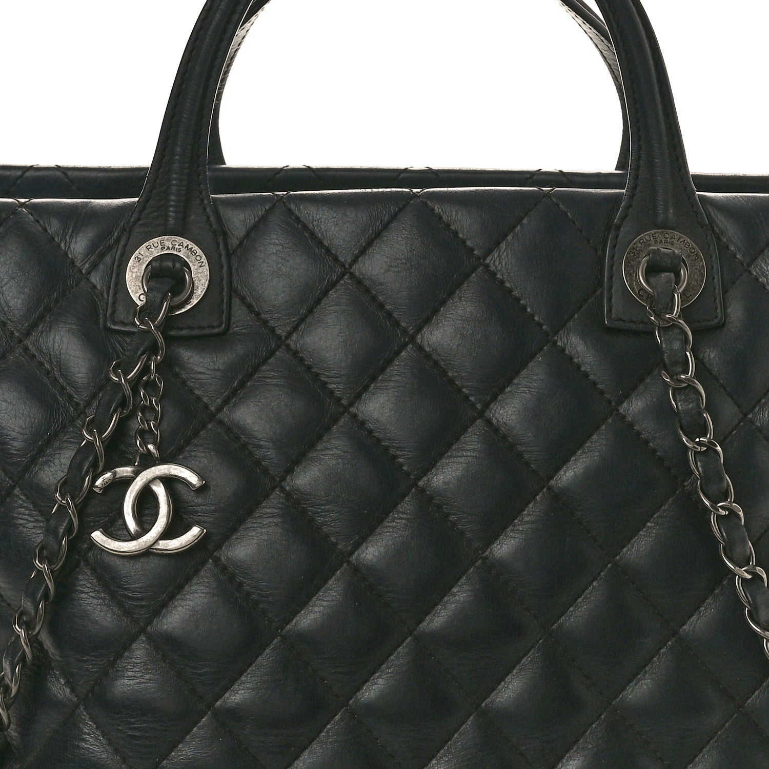 Chanel Calfskin Quilted Small Easy Shopping Tote Black 8 of 16