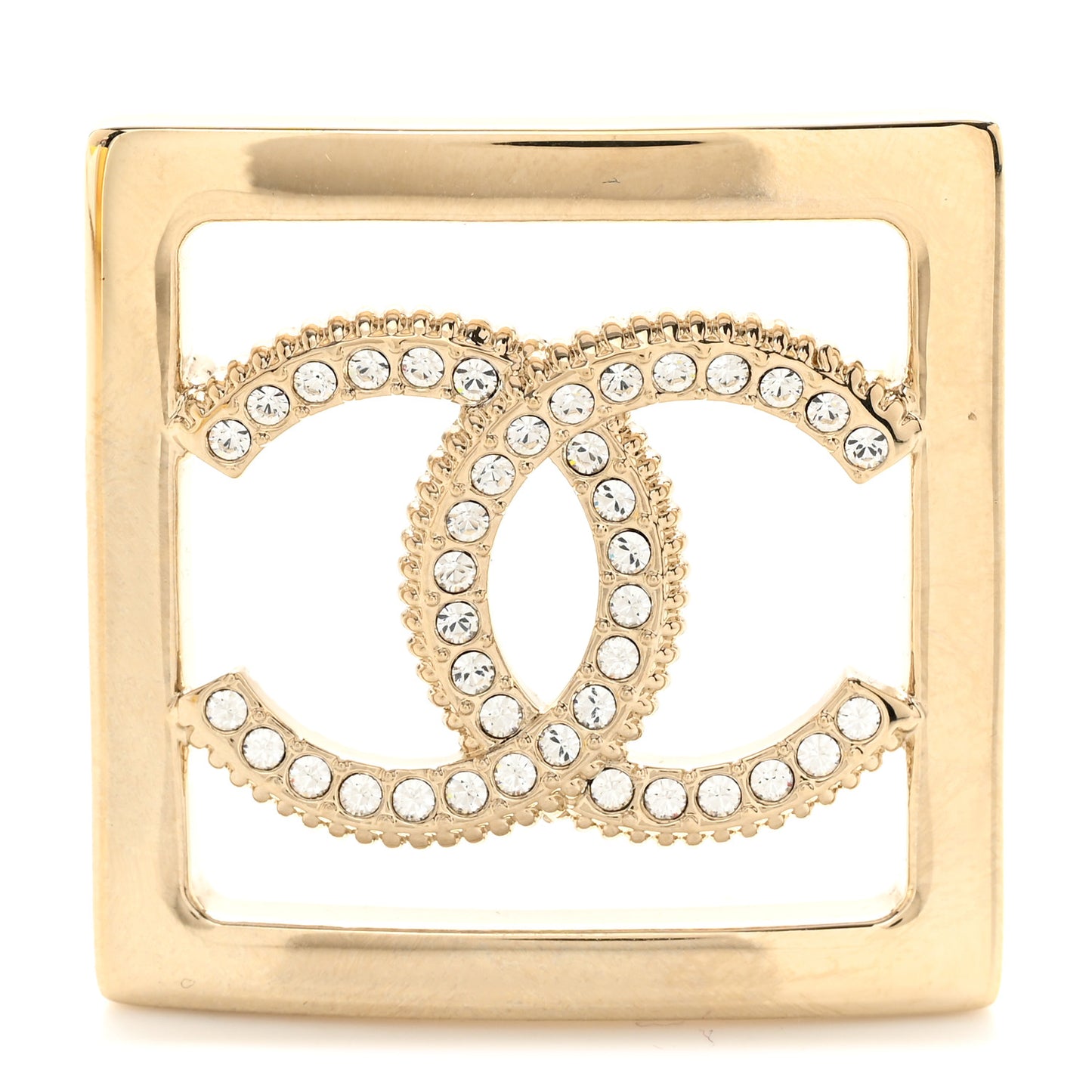 Crystal CC Square Brooch Gold