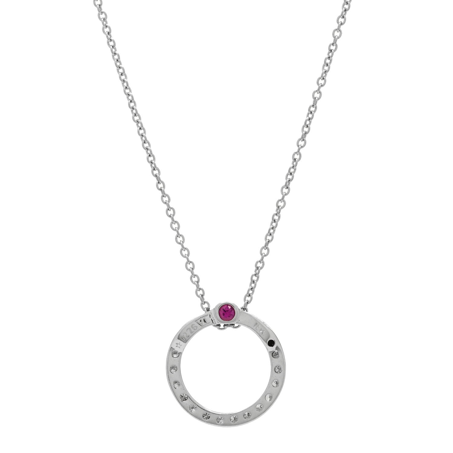 Roberto Coin 18K White Gold Diamond Small Tiny Treasures Circle Pendant Necklace 4 of 4