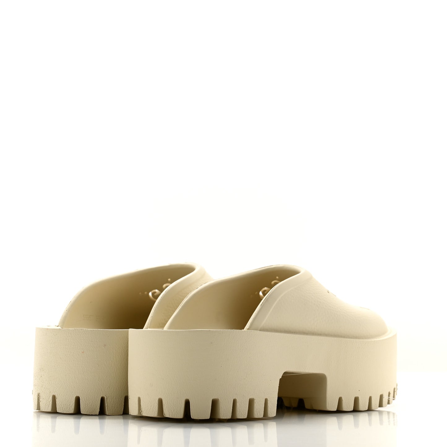 Rubber Monogram GG Go Through Platform Slide Clogs 36 Mystic White