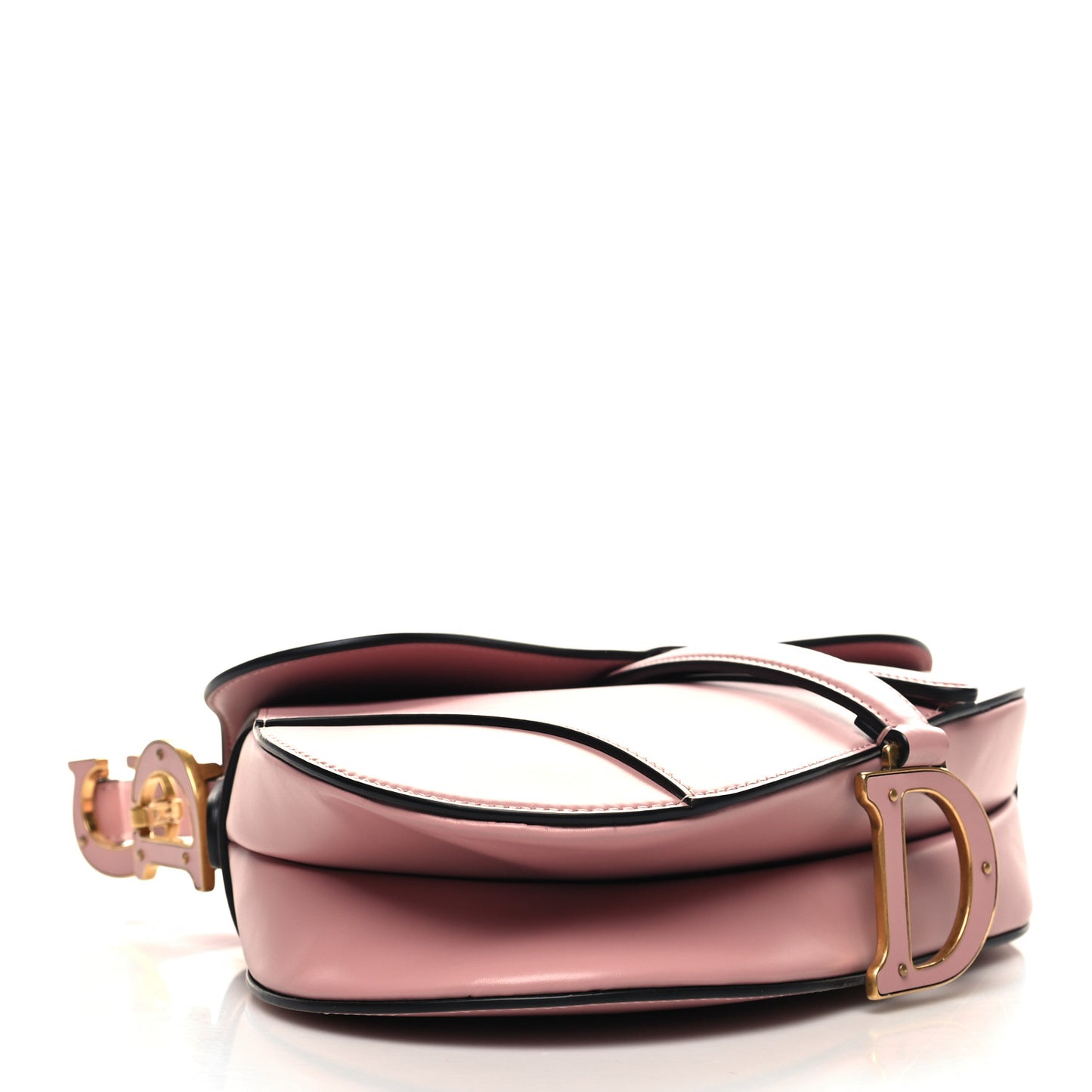 Smooth Calfskin Saddle Bag With Strap Antique Pink