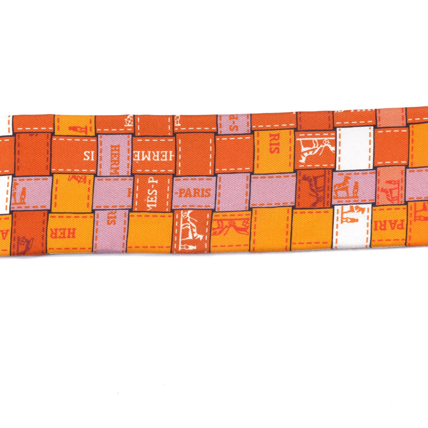 Silk Bolduc Au Carre Twilly Orange Blanc Vieux