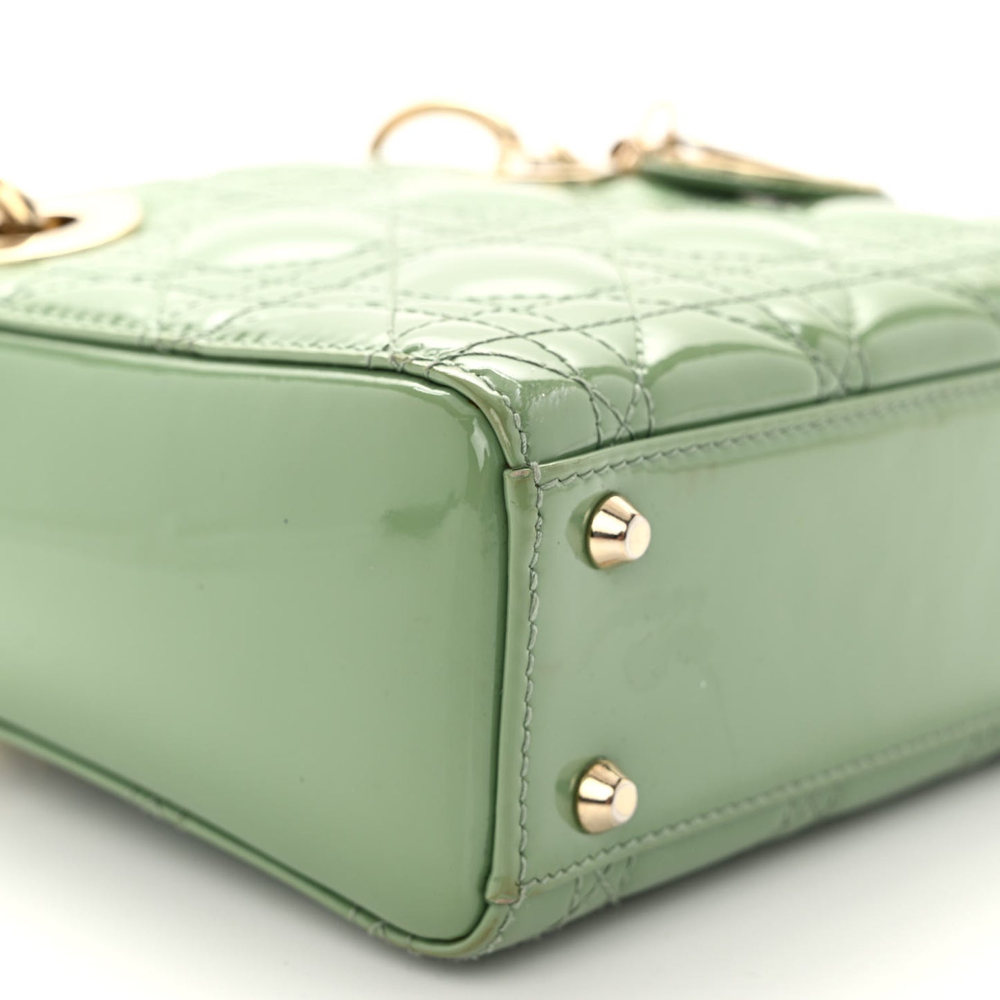 Patent Cannage Mini Lady Dior Mint Green