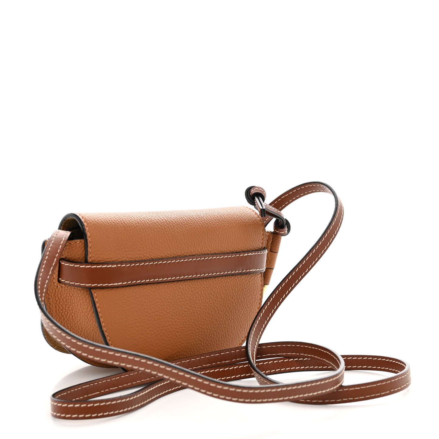 Grained Calfskin Mini Gate Crossbody Bag Caramel Pecan