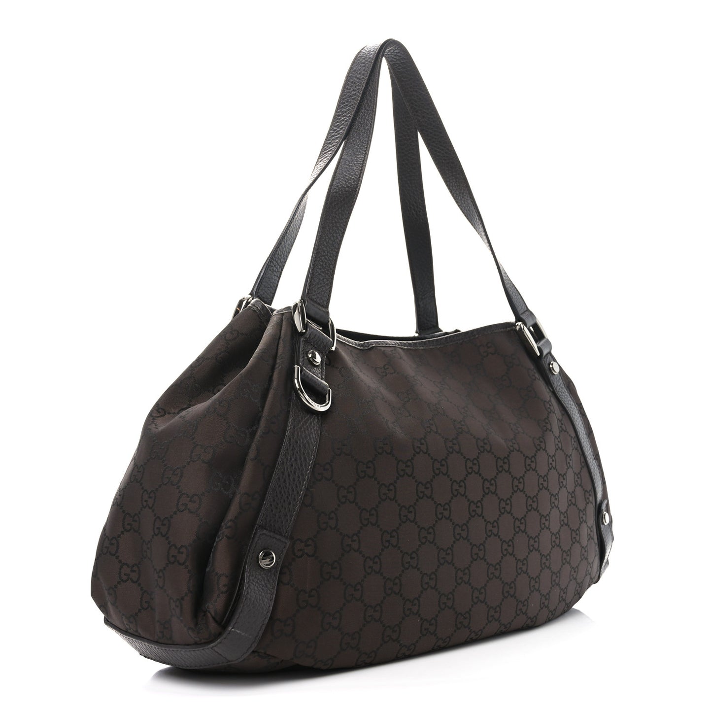 Nylon Monogram Medium Abbey Shoulder Bag Brown