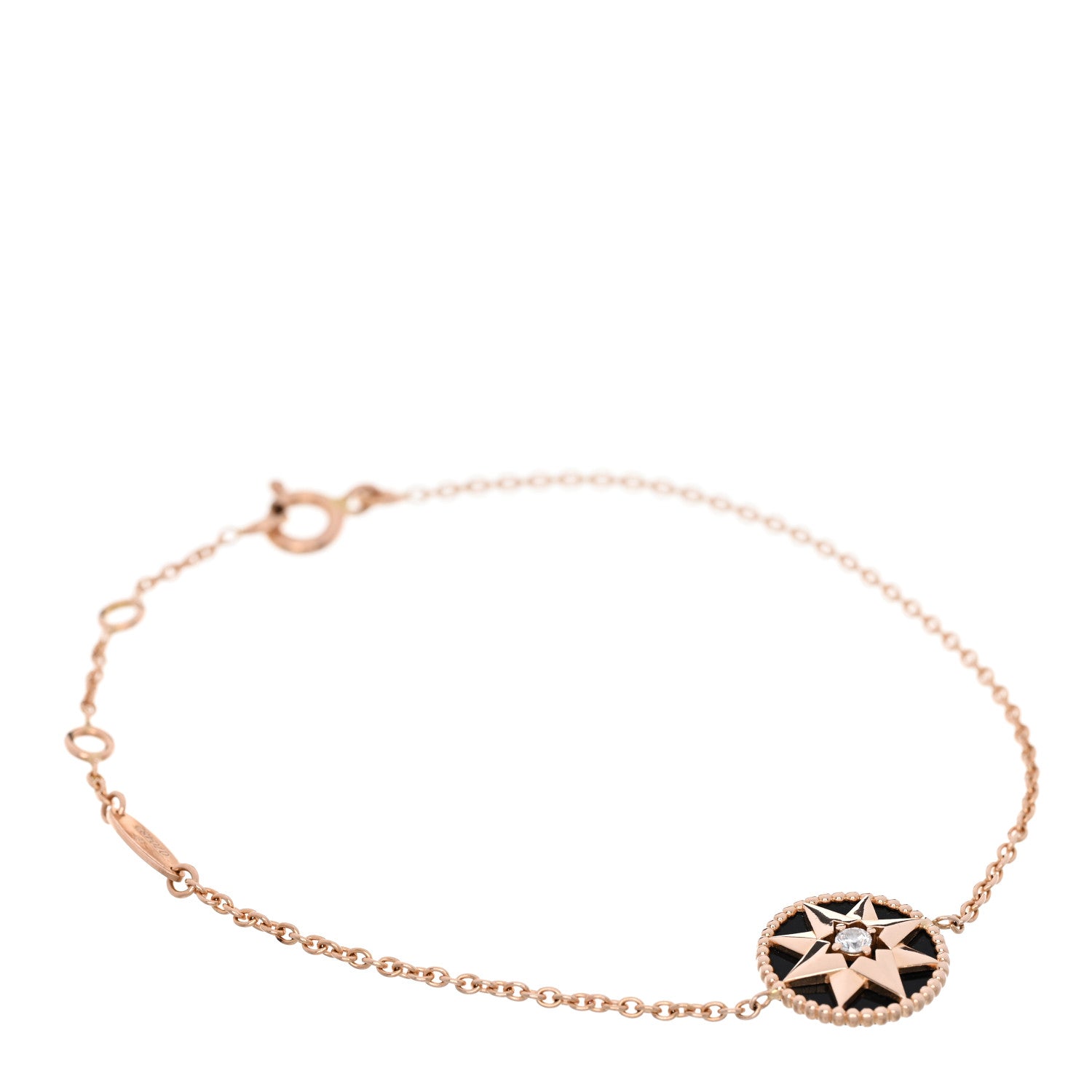 Christian Dior 18K Rose Gold Diamond Black Onyx Rose Des Vents