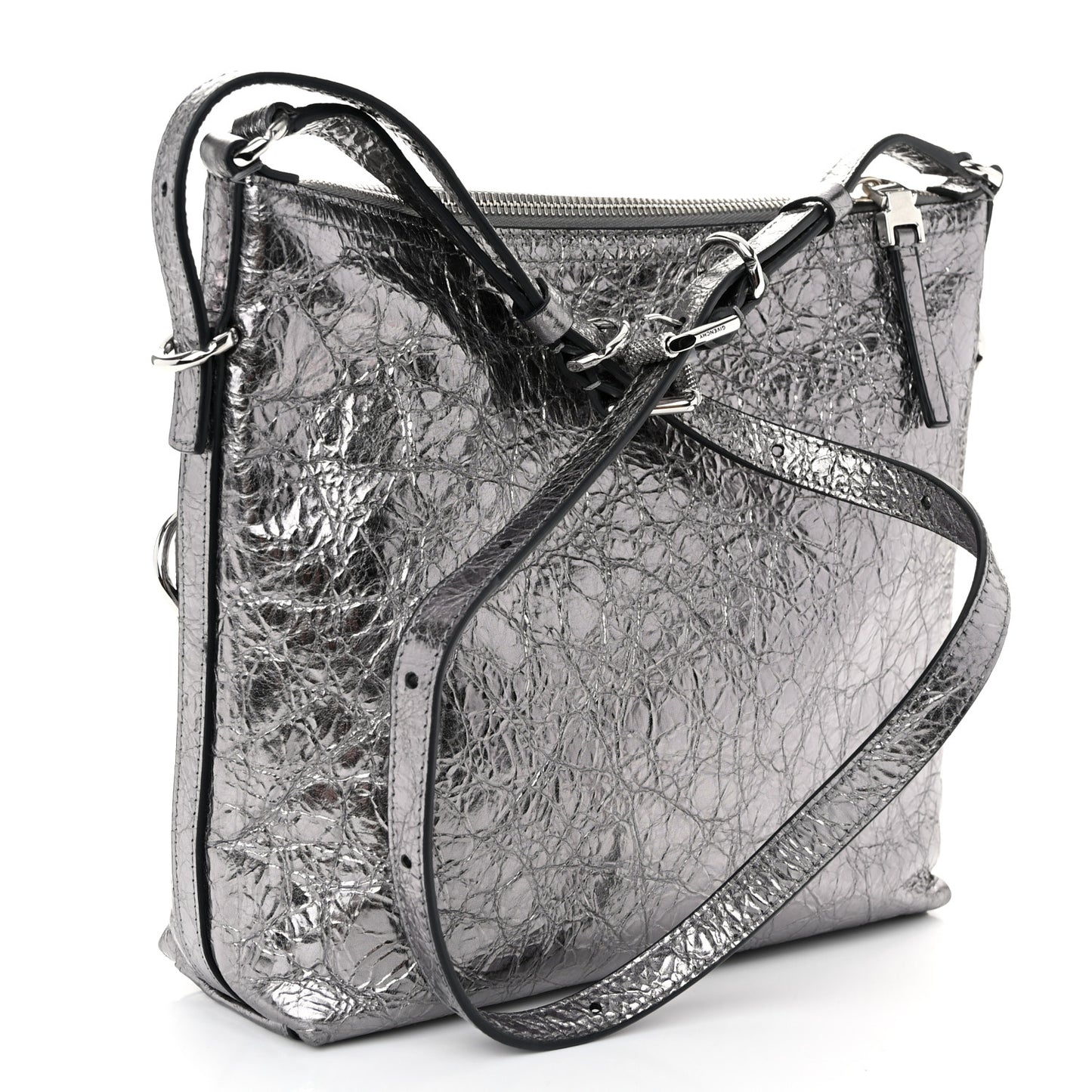 Metallic Calfskin Small Voyou Bag Silver