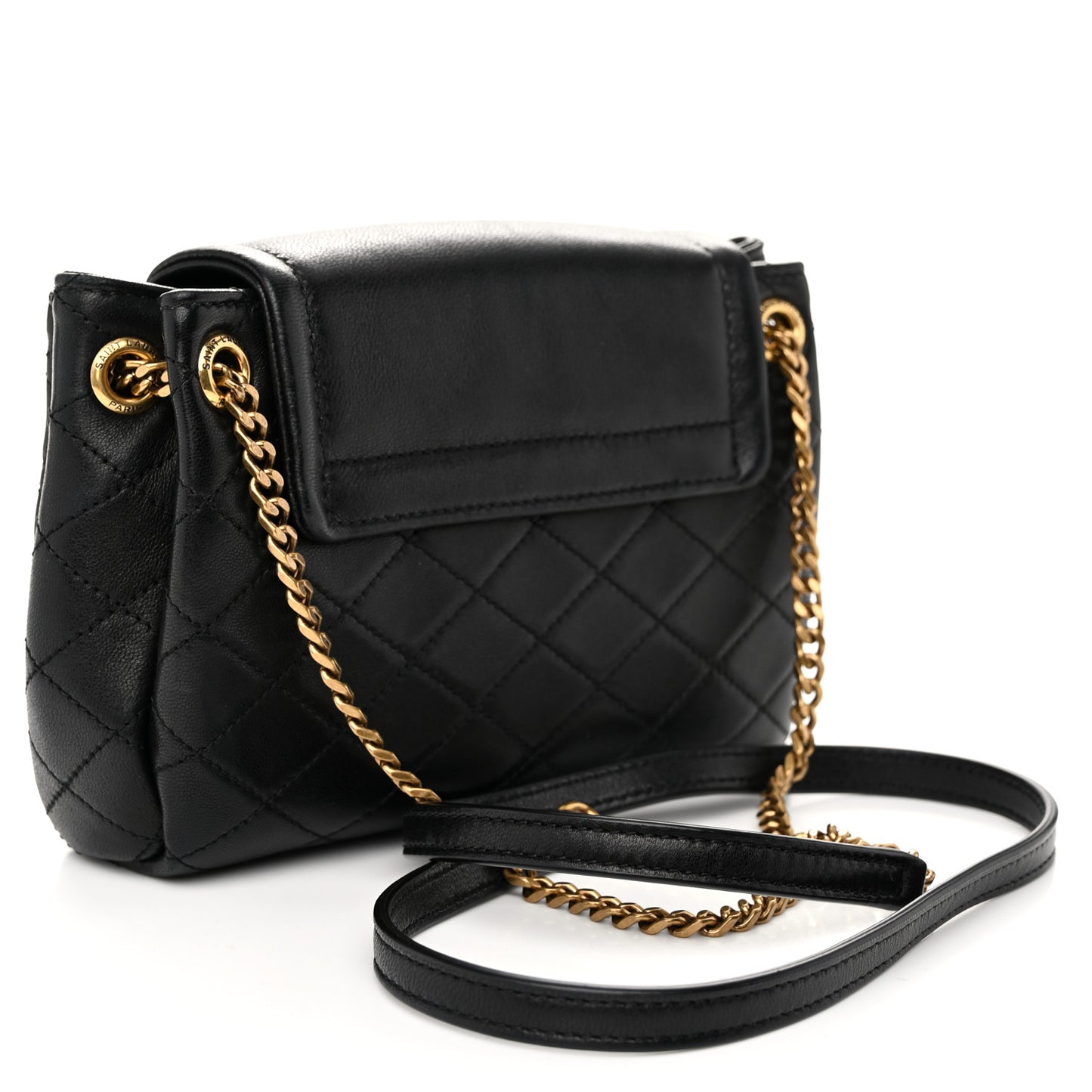 Lambskin Quilted Monogram Mini Nolita Black
