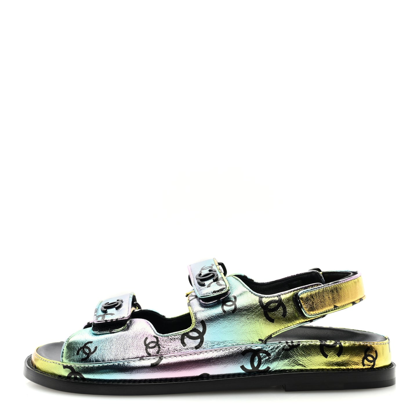 Laminated Lambskin Printed CC Dad Sandals 40 Multicolor