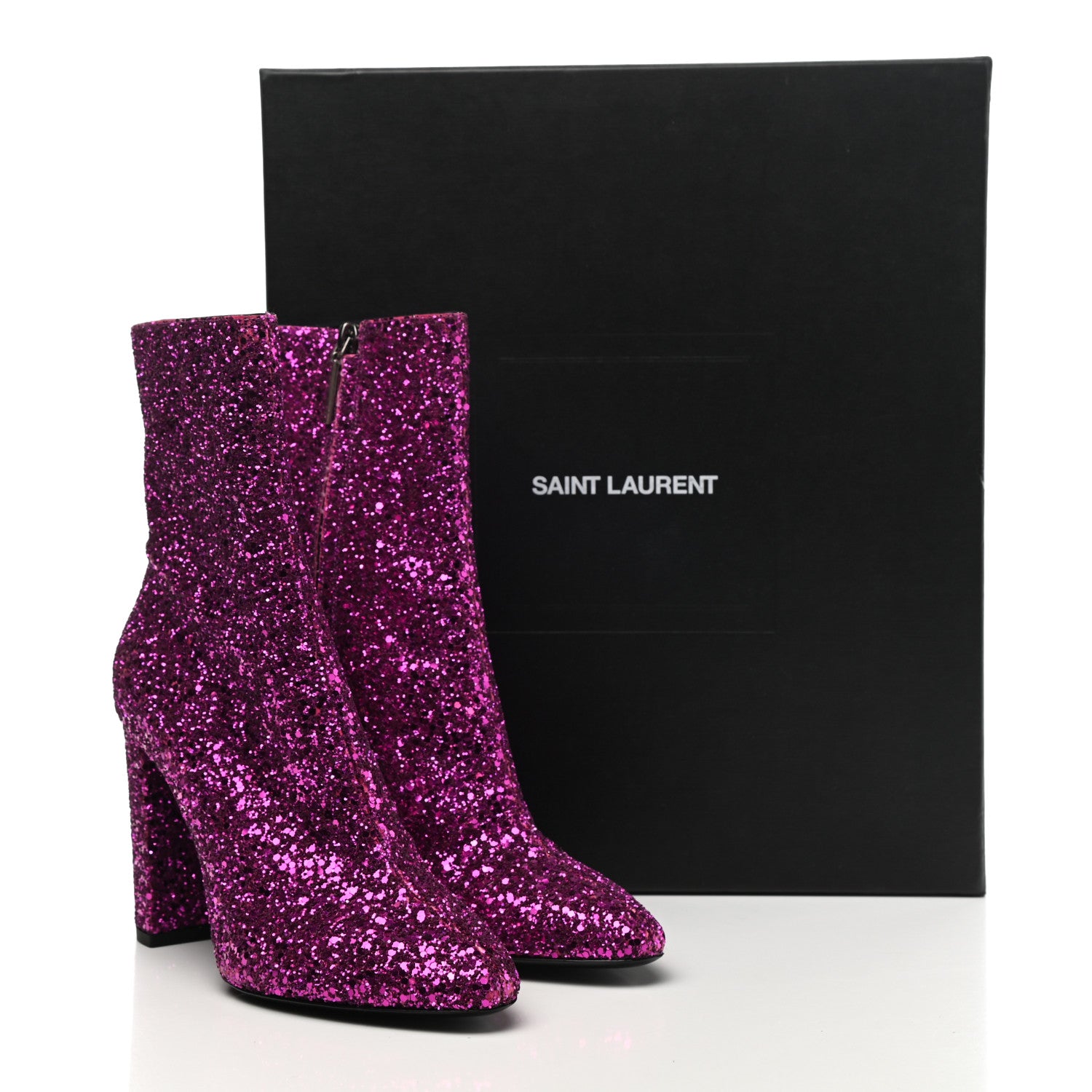Saint Laurent Glitter Lou 95 Zip Bootie 38.5 Pink 9 of 12