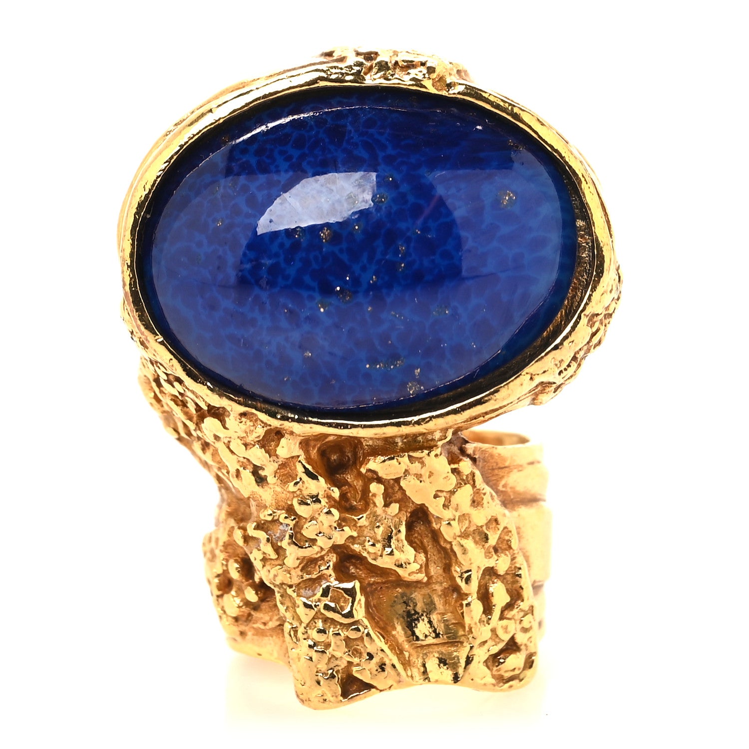 Saint Laurent Glass Cabochon Arty Ovale Ring 49 5 Gold Blue 1 of 4