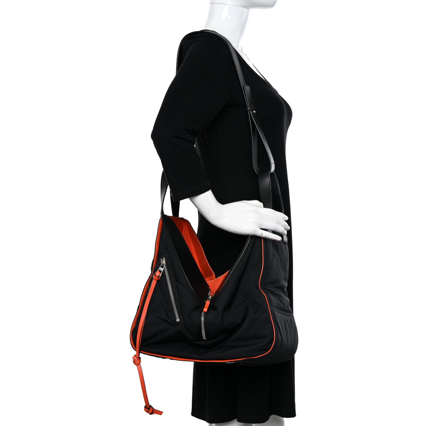 Nylon Medium Hammock Shoulder Bag Black