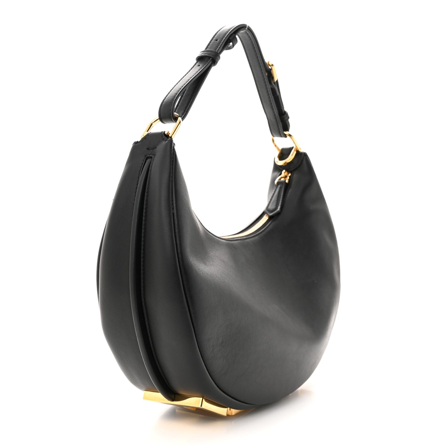 Vitello Grace Matte Small Fendigraphy Hobo Bag Black