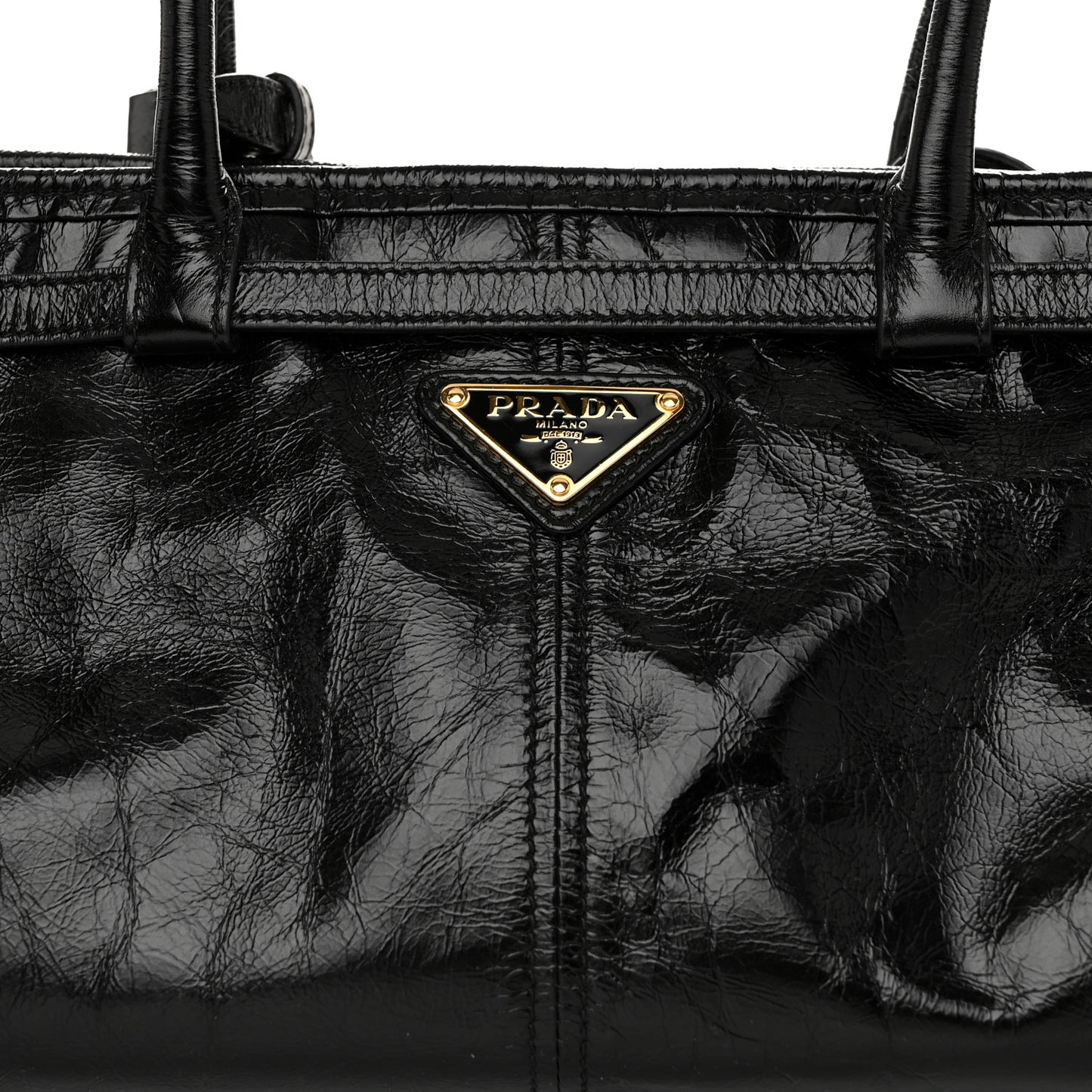 Shiny Nappa Medium Shoulder Bag Black