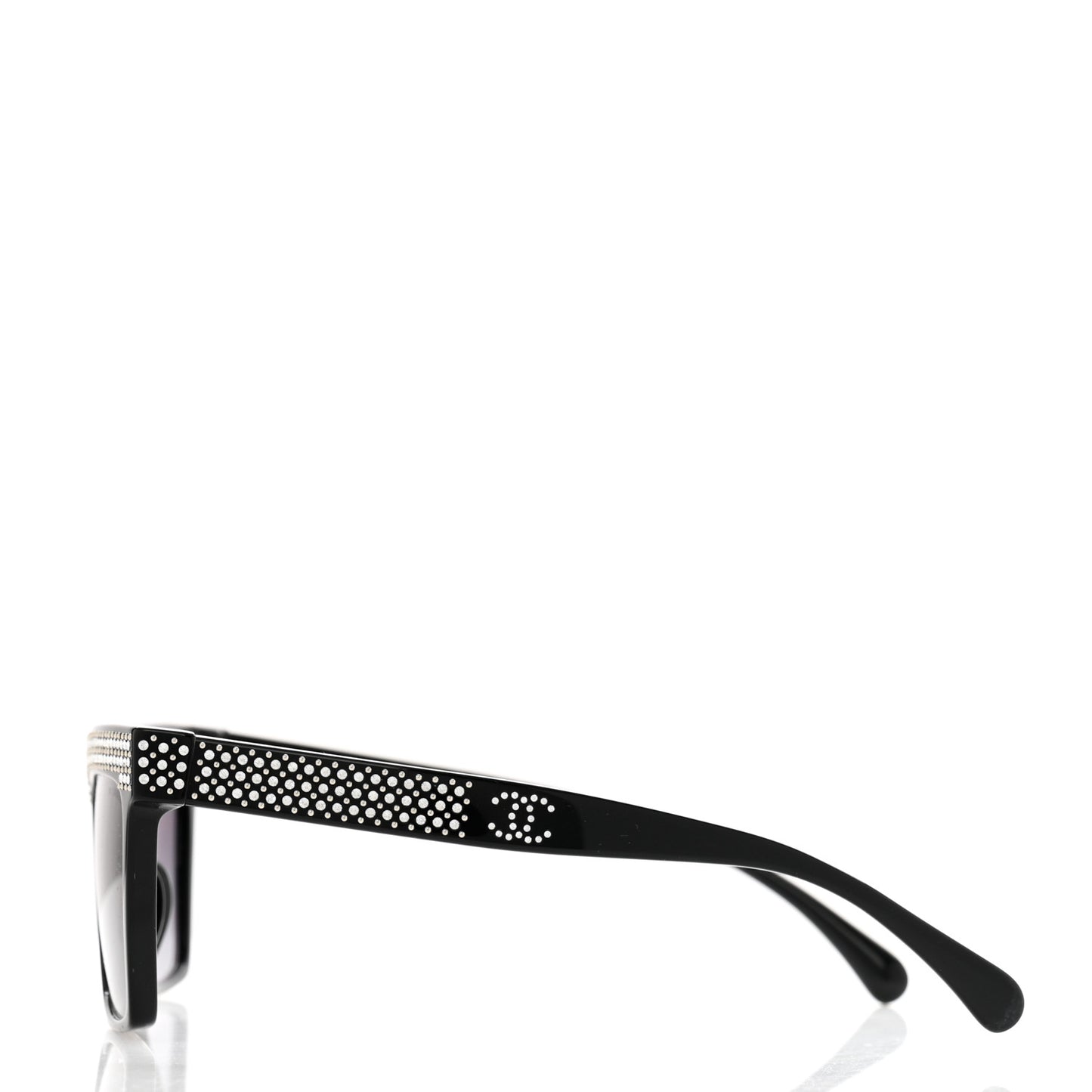 Acetate Strass Rectangle Sunglasses 71539A Black