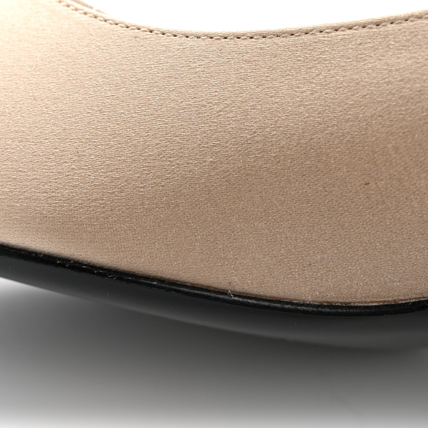 Strass Satin Grosgrain Mary Jane Flats 38.5 Beige Black