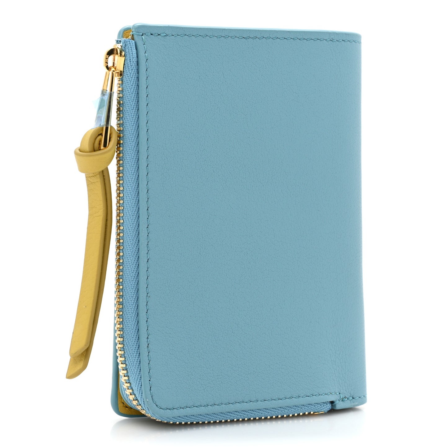 X HOWLS MOVING CASTLE Calfskin Heen Compact Zip Wallet Light Blue