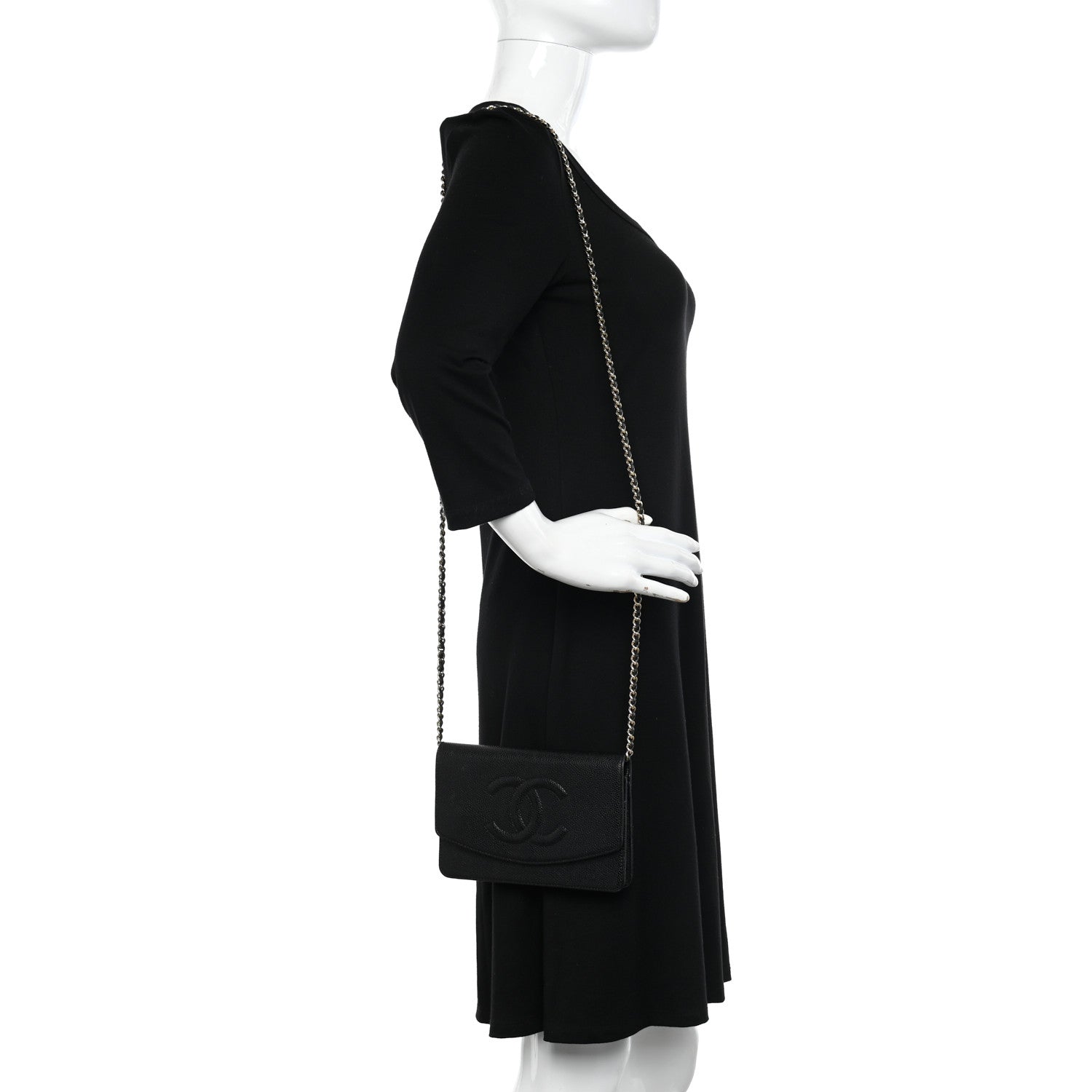 Chanel Caviar Timeless CC Wallet on Chain WOC Black 2 of 13