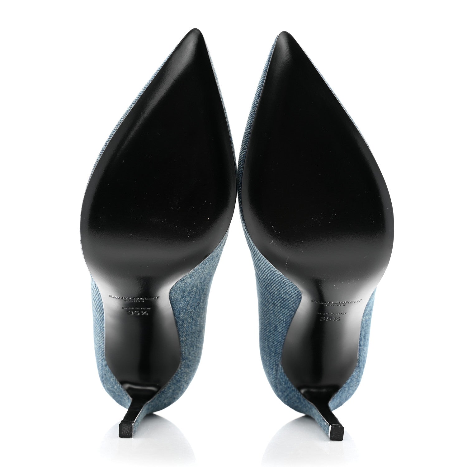 Saint Laurent Denim Classic Paris Escarpin V 105 Skinny Pumps 35.5 Light Blue 5 of 9