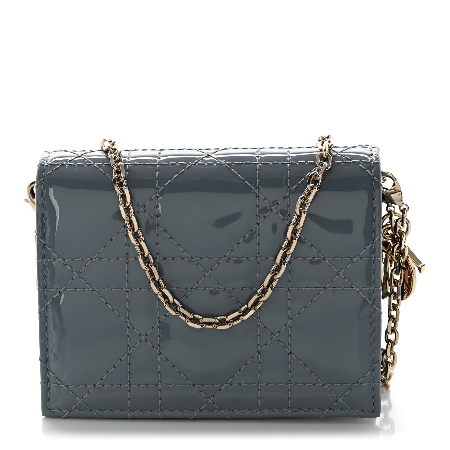 Christian Dior Patent Cannage Nano Lady Dior Chain Card Holder Cloud Blue 1 of 10