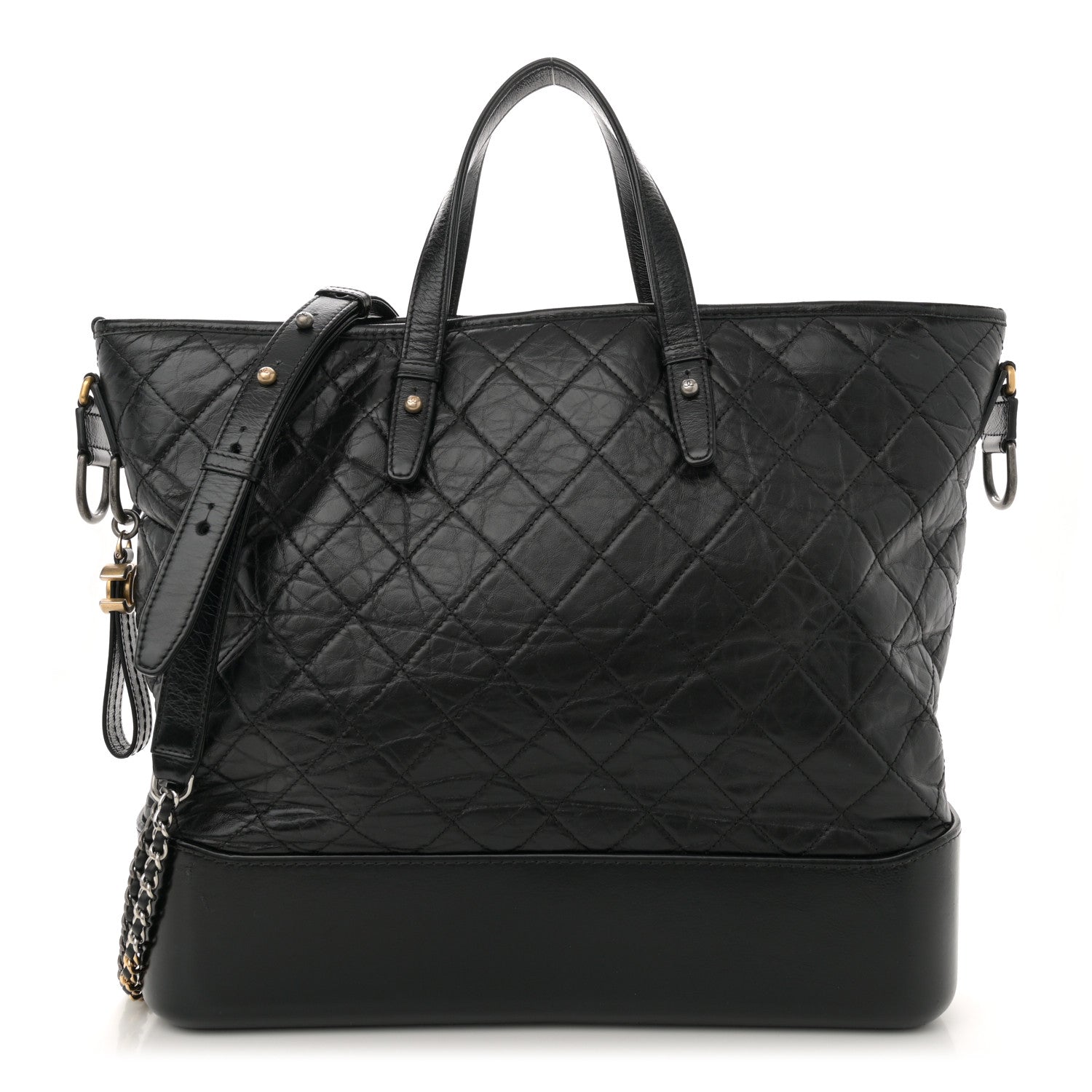 Chanel Aged Calfskin Quilted Large Gabrielle Shopping Tote Black