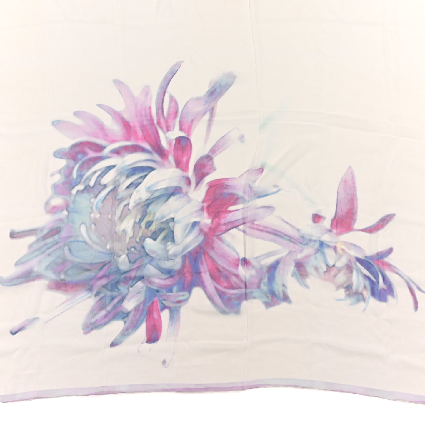 Silk Chiffon Floral Square Scarf White Multicolor