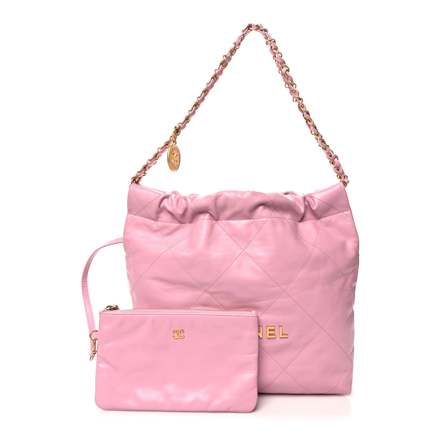 Chanel Shiny Calfskin Quilted Chanel 22 Pink 3 of 14