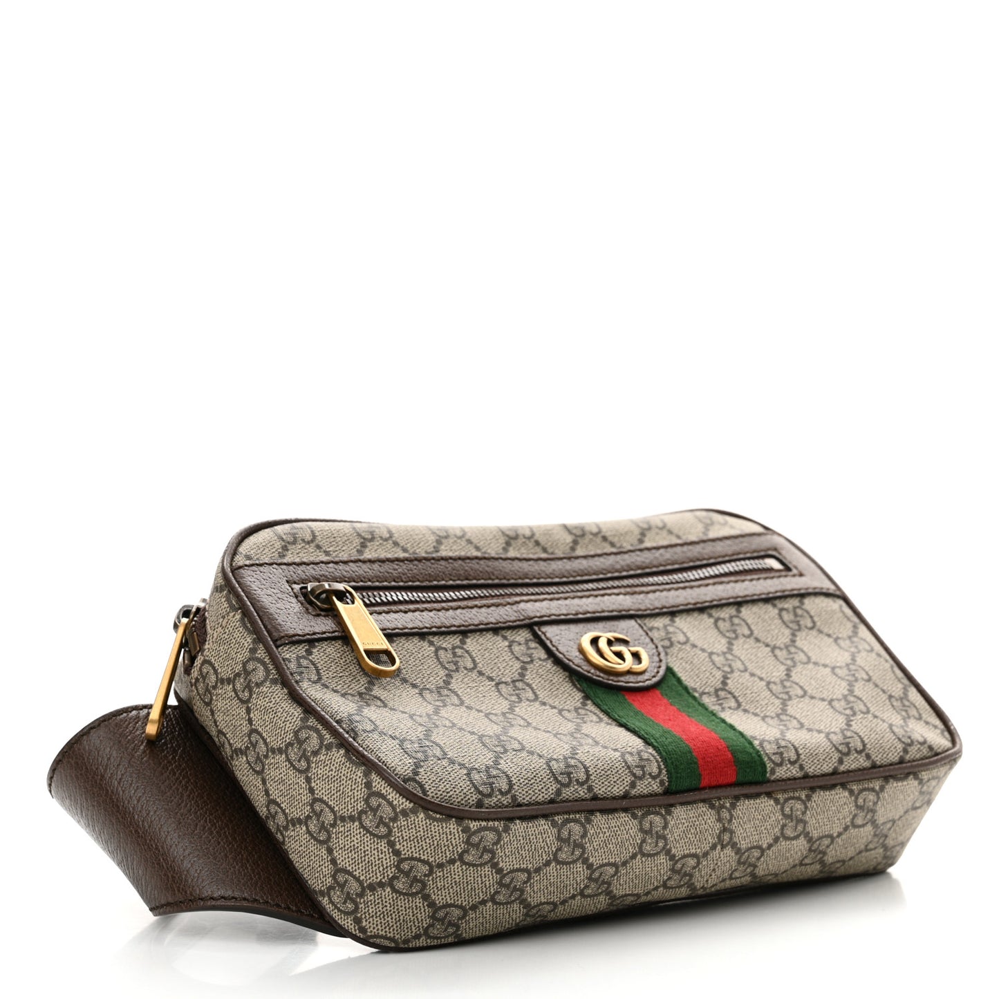 Soft GG Supreme Monogram Medium Ophidia Belt Bag Dark Brown