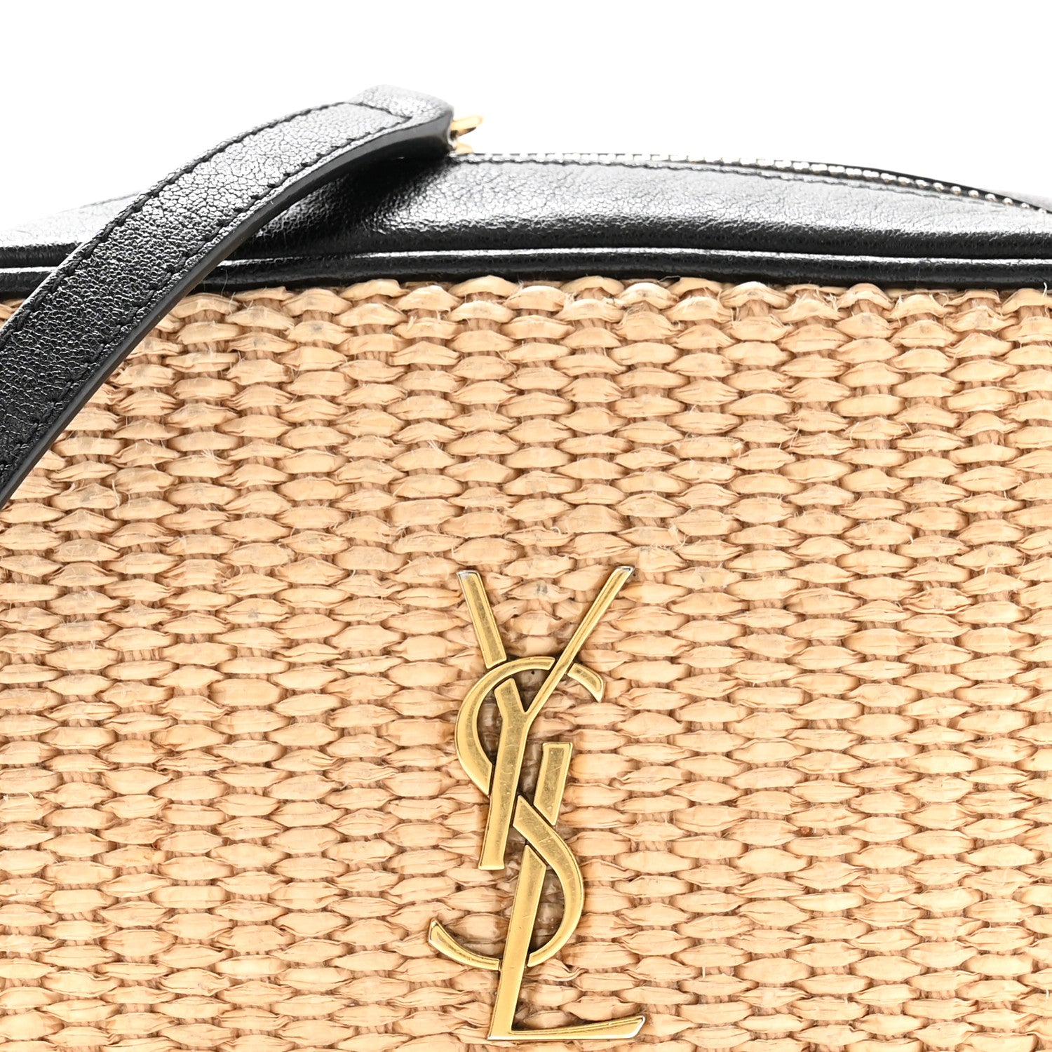 Saint Laurent Raffia Canvas Monogram Mini Lou Camera Bag Beige Black 8 of 13
