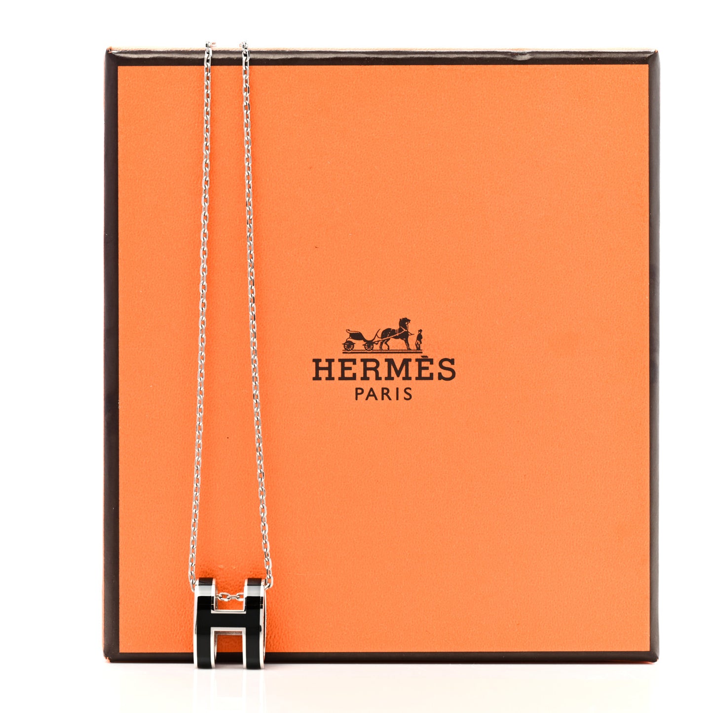 Lacquered Palladium Pop H Pendant Necklace Black