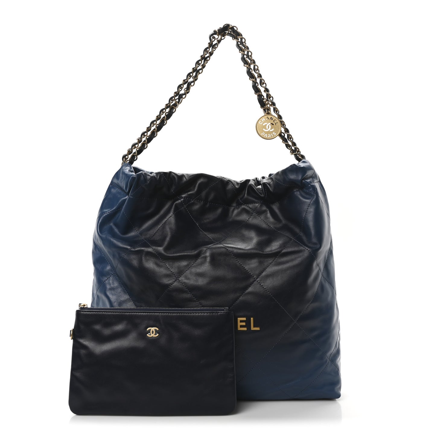 Shaded Calfskin Quilted Chanel 22 Blue Dark Blue