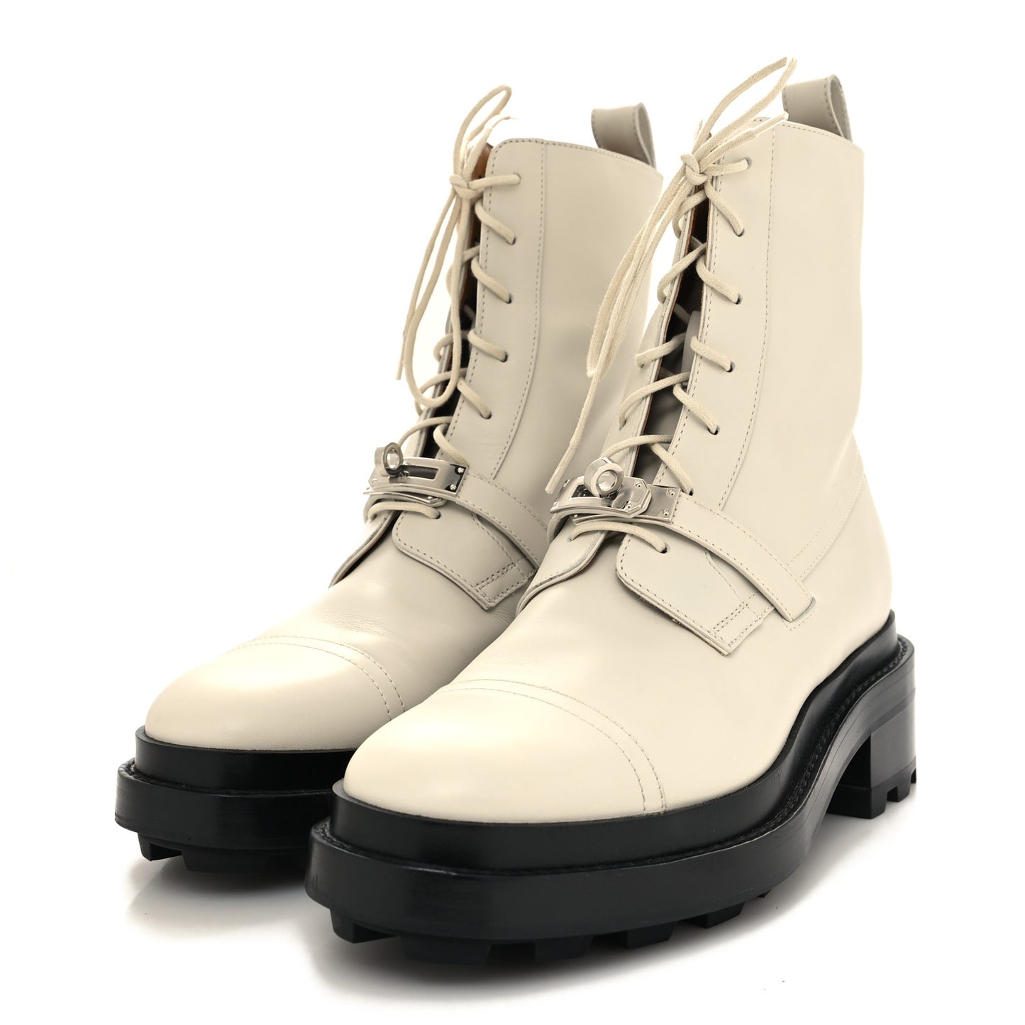 Glossed Calfskin Funk Ankle Boots 39 Beige Glaise