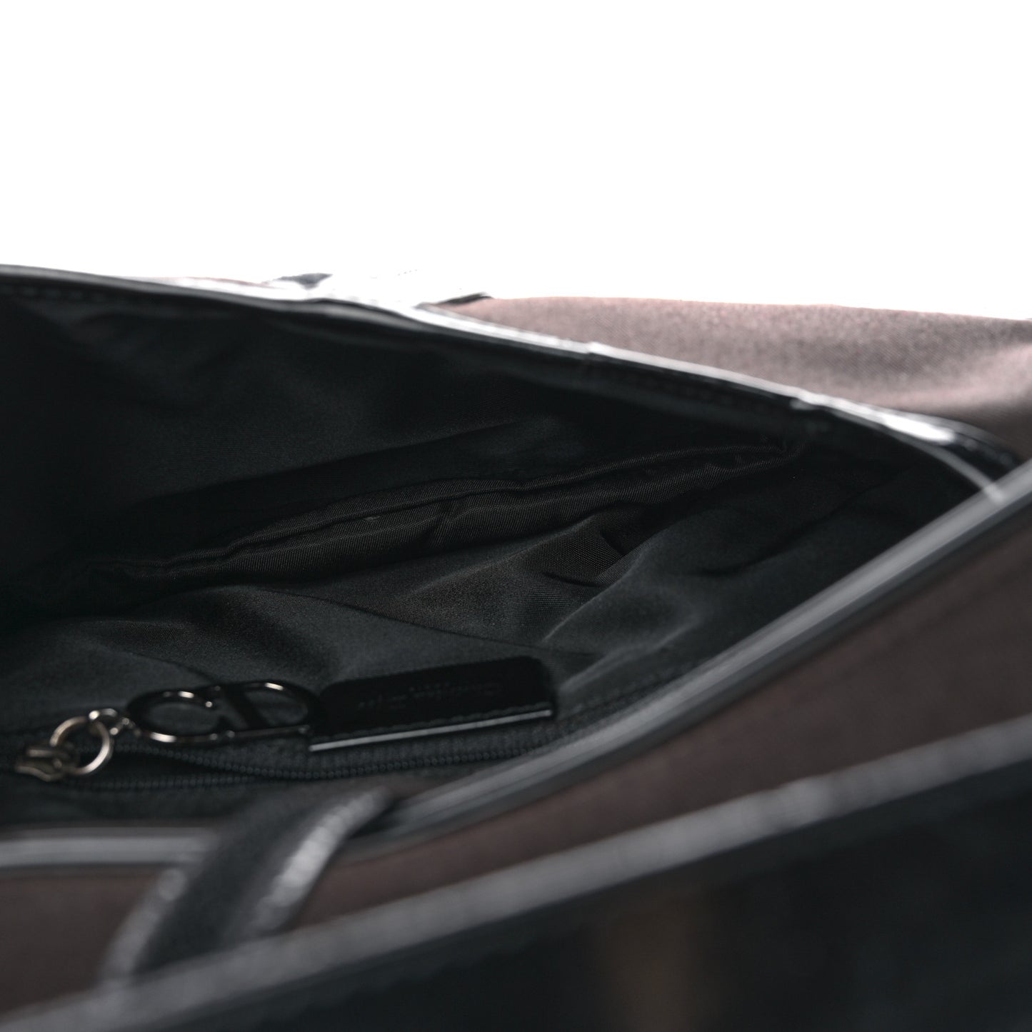 Canvas Patent Double Saddle Bag Brown Black
