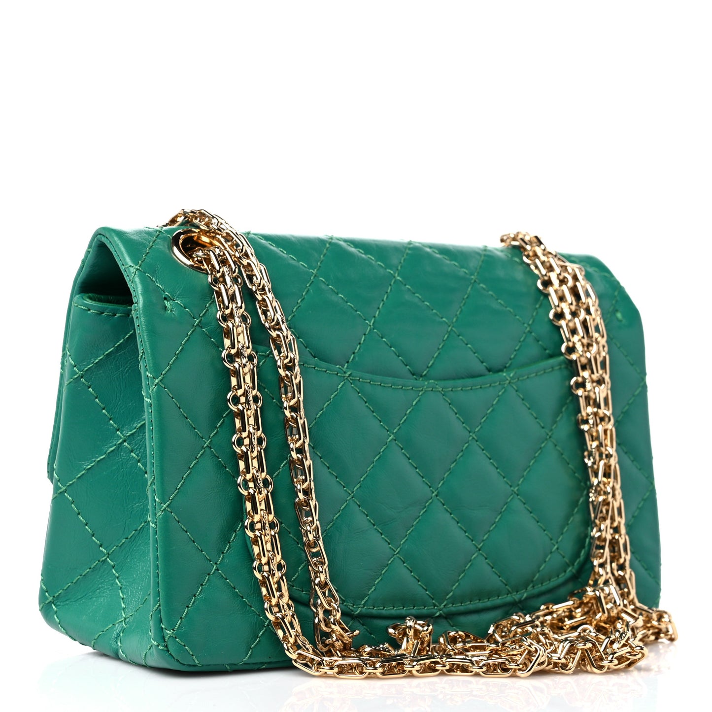 Aged Calfskin Quilted 2.55 Reissue Mini Flap Green