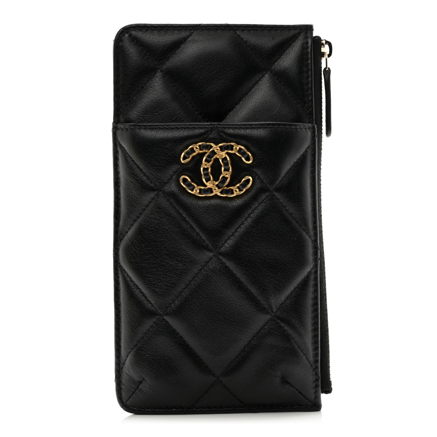Chanel Lambskin Quilted Chanel 19 Phone and Card Holder Black 1 of 7