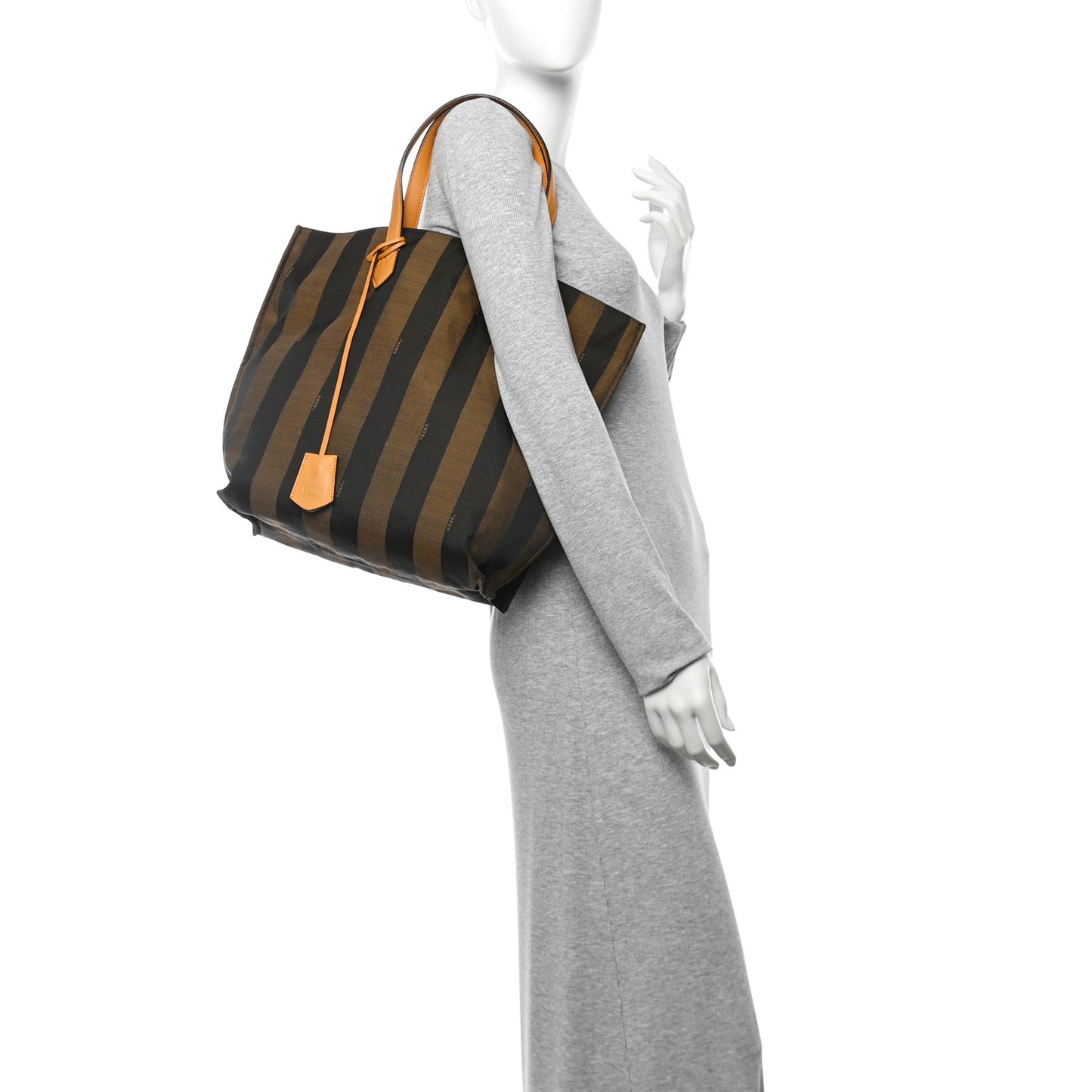 Jacquard Calfskin Pequin All In Shopper Tote Tobacco Yellow