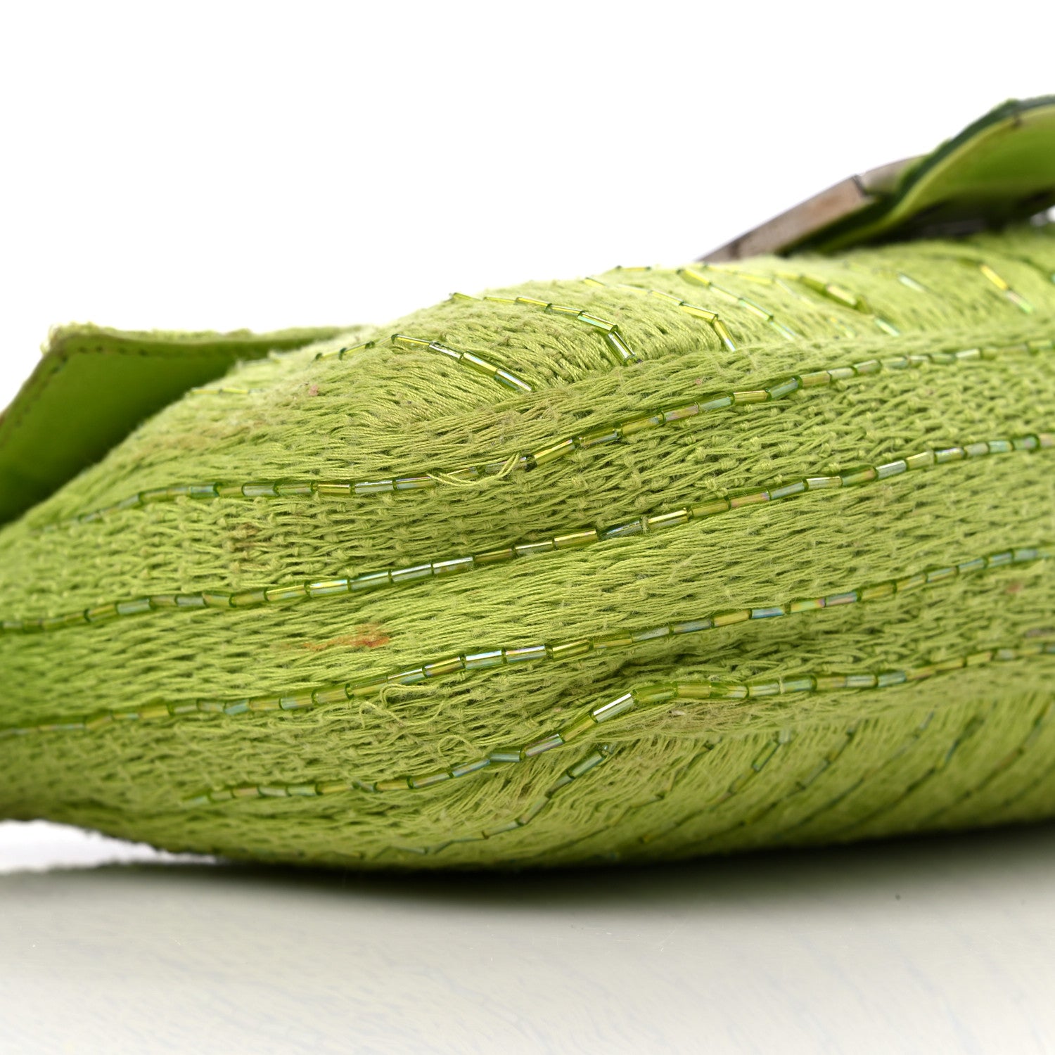 Fendi Knit Calf Hair Beaded Baguette Green 7 of 15
