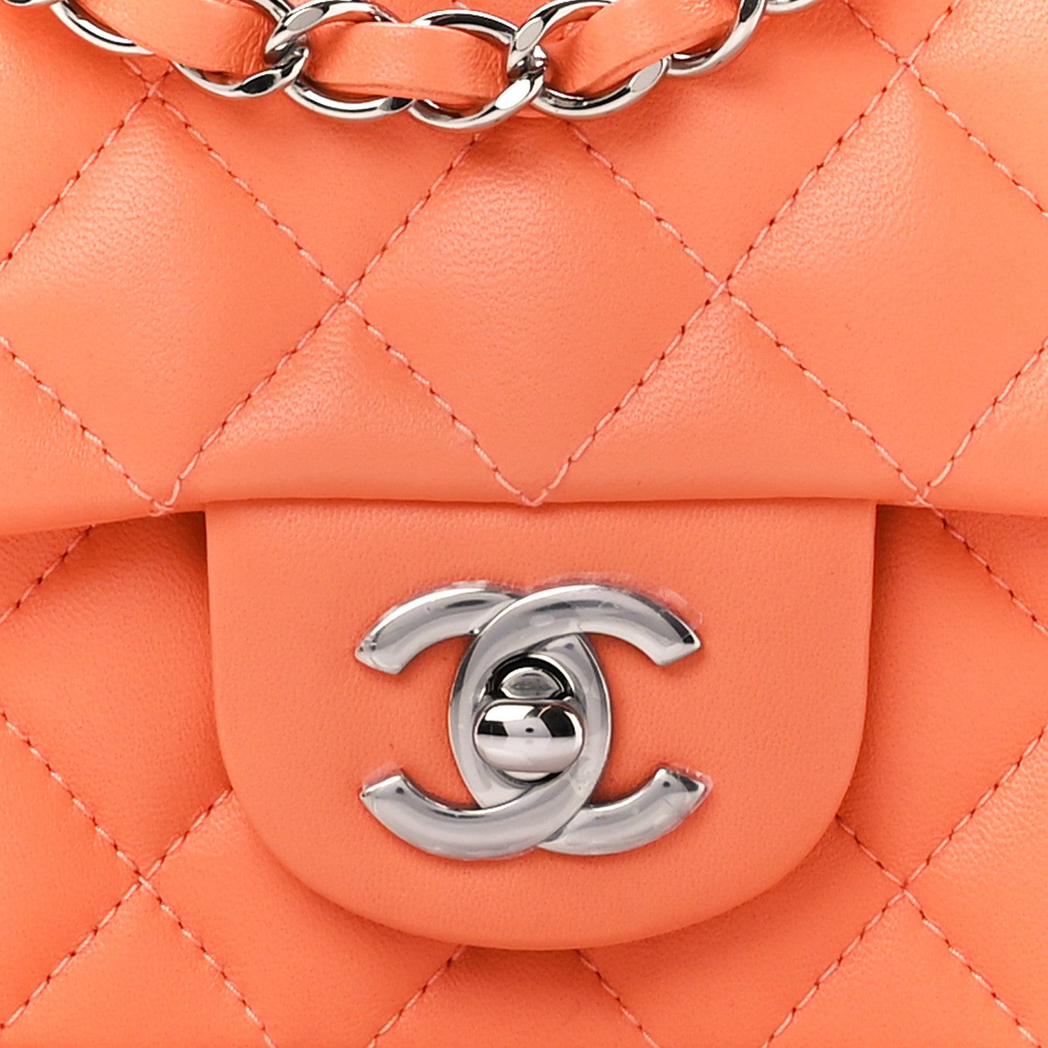 Chanel Lambskin Quilted Mini Rectangular Flap Light Orange 9 of 11