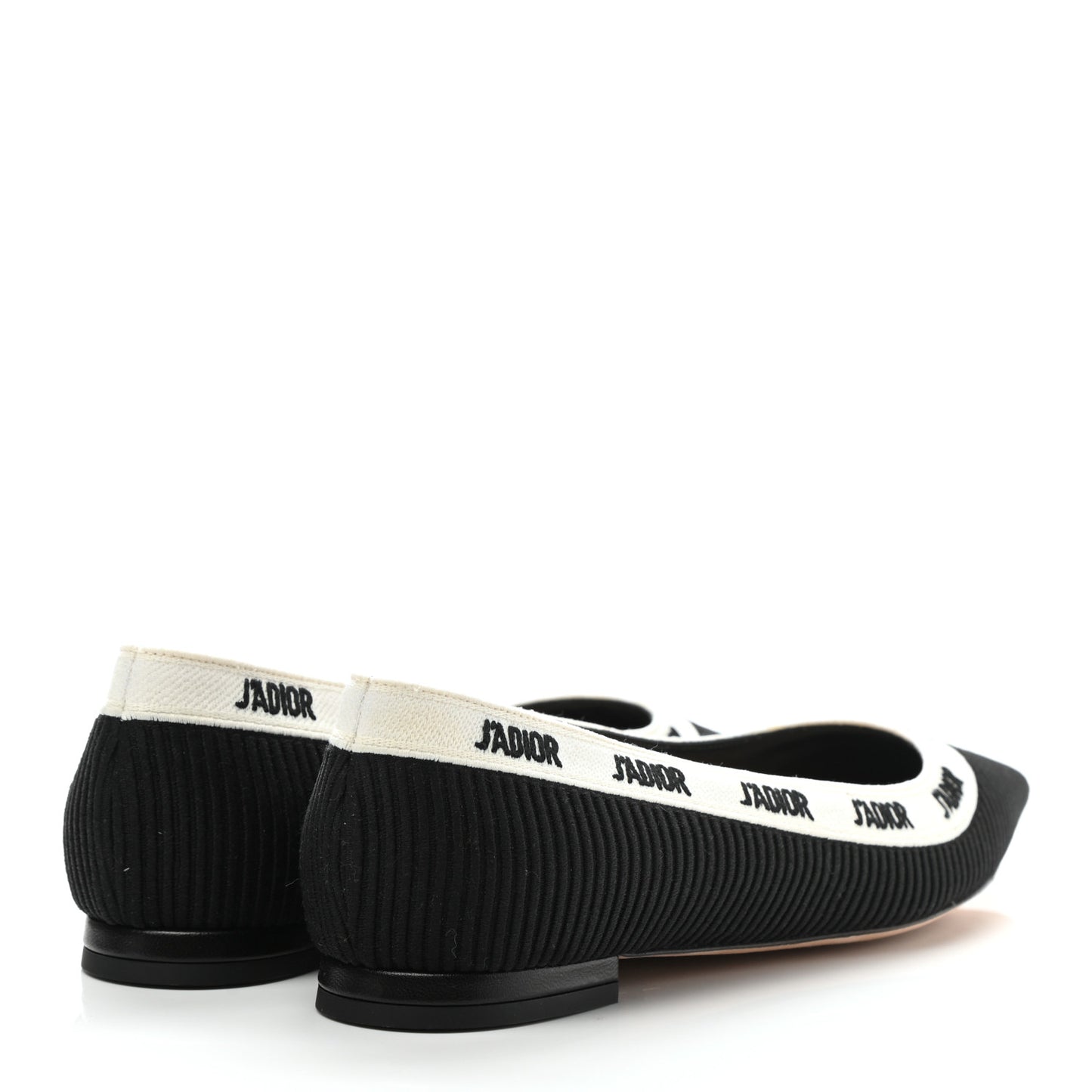 Fabric Ribbon Embroidered J'Adior Ballet Flats 37.5 Black