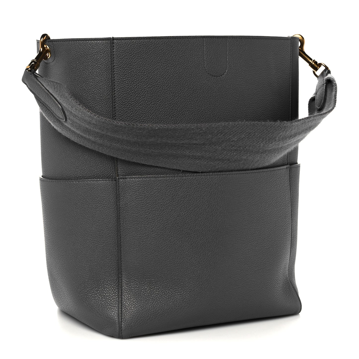 Soft Grained Calfskin Sangle Bucket Bag Kohl