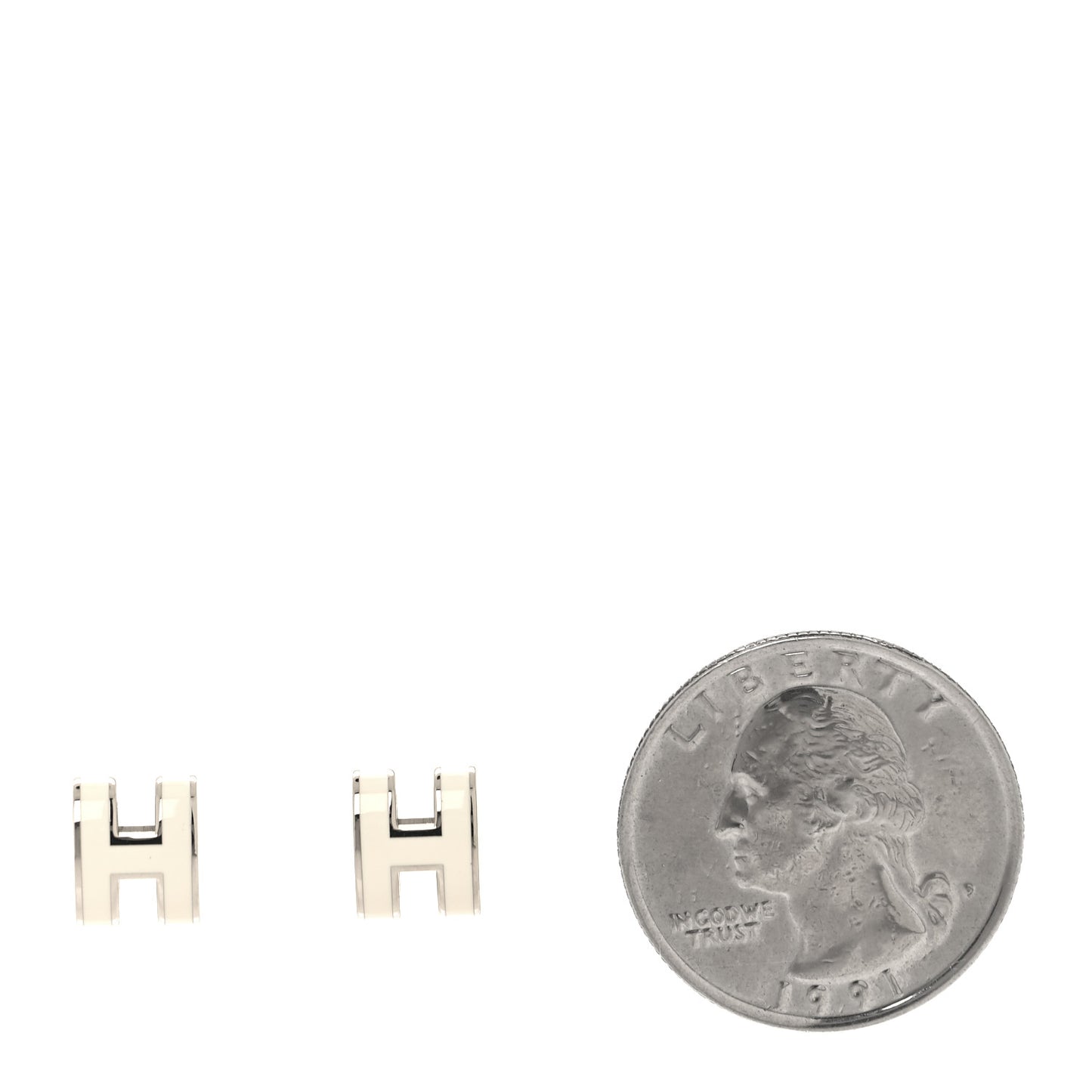 Palladium Lacquered Mini Pop H Earrings White