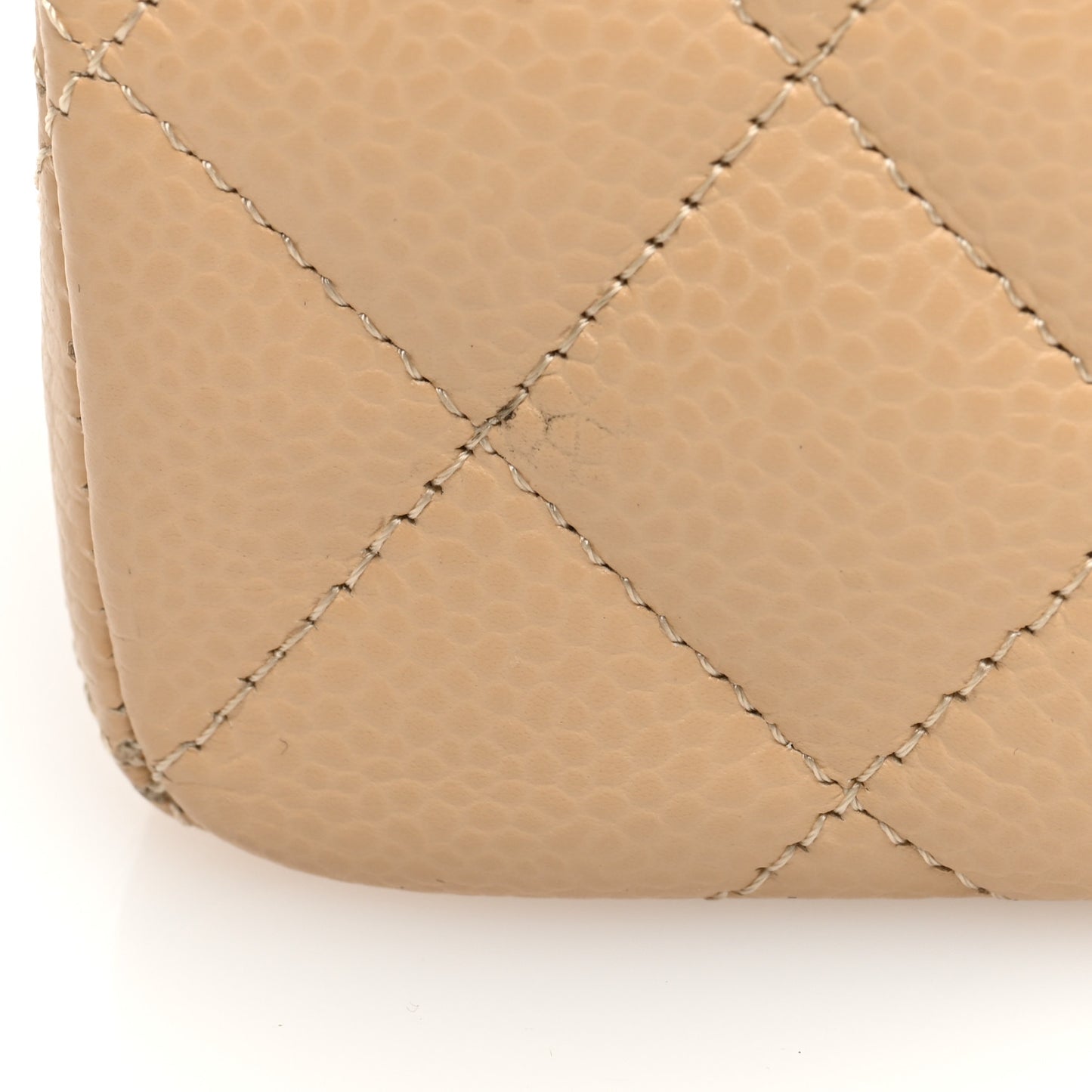 Caviar Quilted Small Double Flap Beige