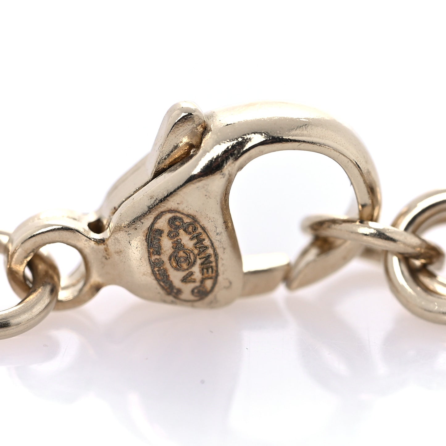 Crystal Enamel Pearl CC Bracelet Black Gold