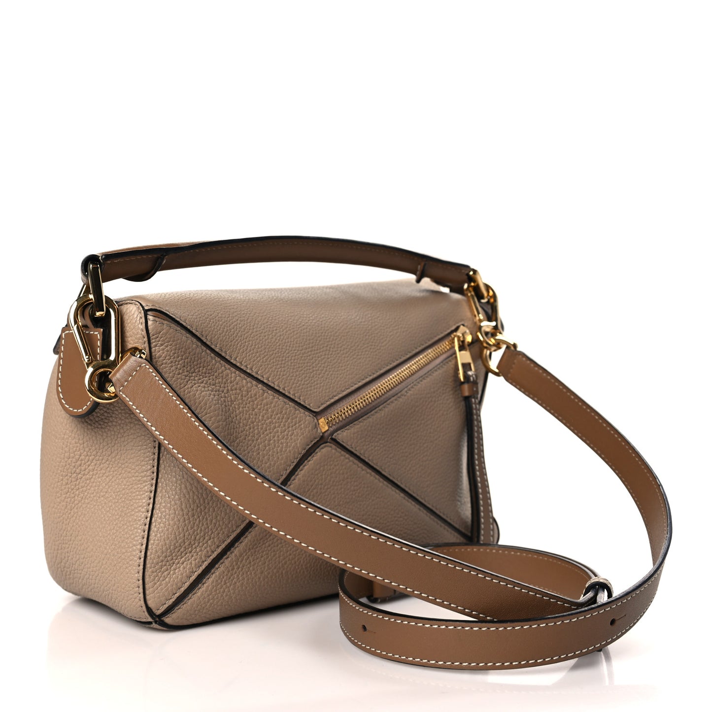 Grained Calfskin Small Puzzle Bag Sand Mink