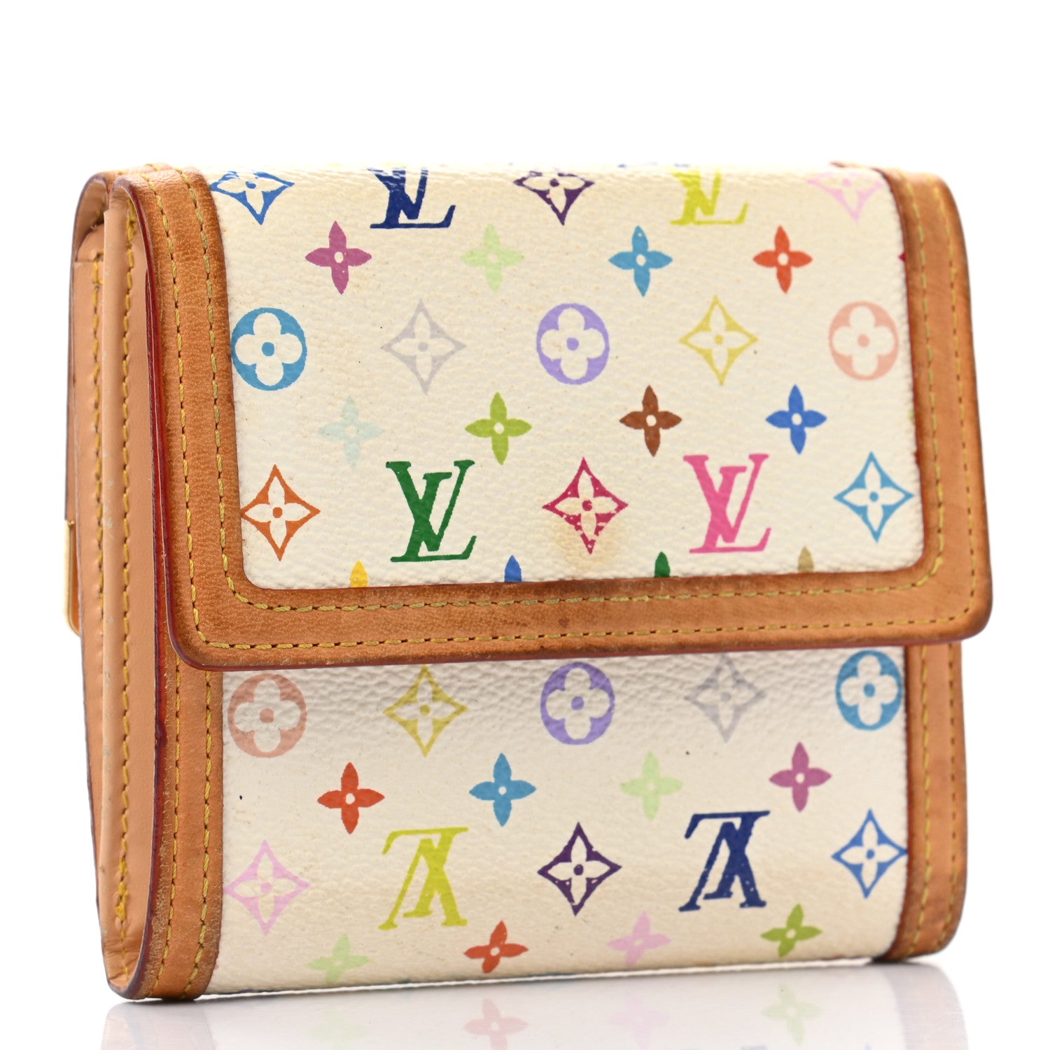 Louis Vuitton Monogram Multicolor Porte-Monnaie Billets Wallet White 3 of 13