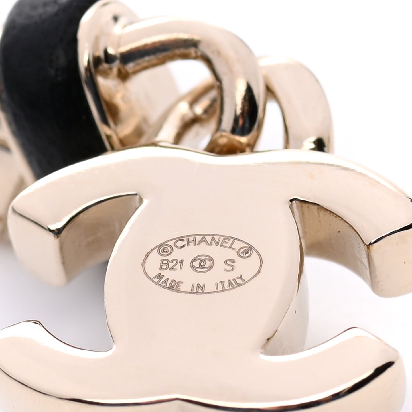 Lambskin CC Turnlock Drop Earrings Gold Black
